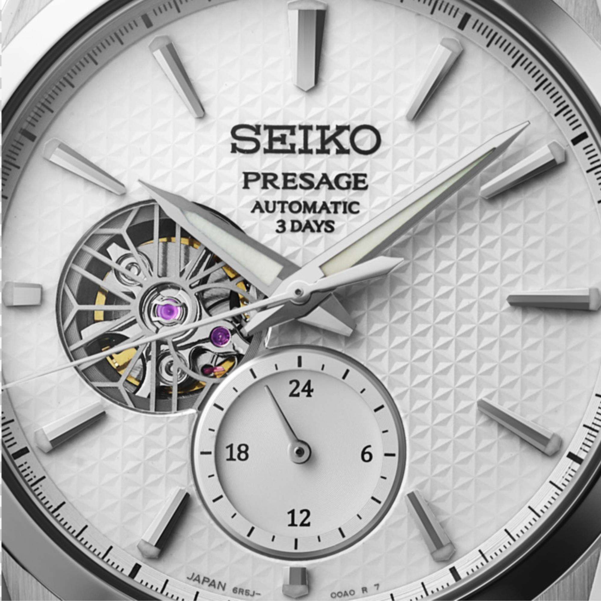 Seiko Presage Shiro Sharp-Edged Open Heart Automatic 3 Days White Dial Men's Watch SPB415J1