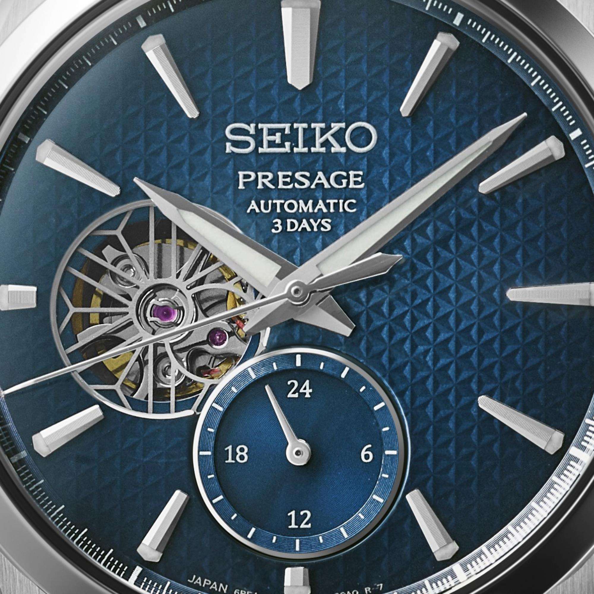 Seiko Presage ‘Ao’ Sharp-Edged Open Heart 3 Days Automatic Blue Dial Men's Watch SPB417J1