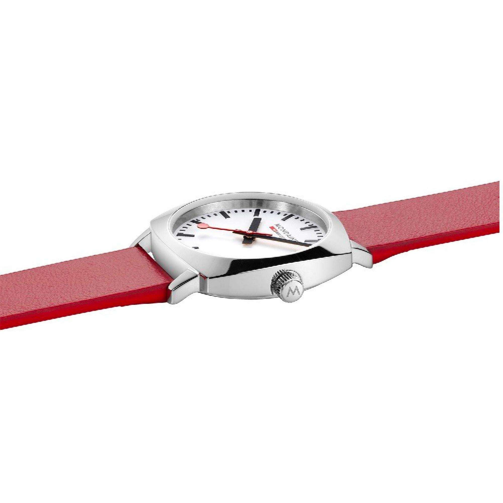 Mondaine Petite Cushion Square Leather Strap White Dial Ladies Watch MSL.31110.LCV