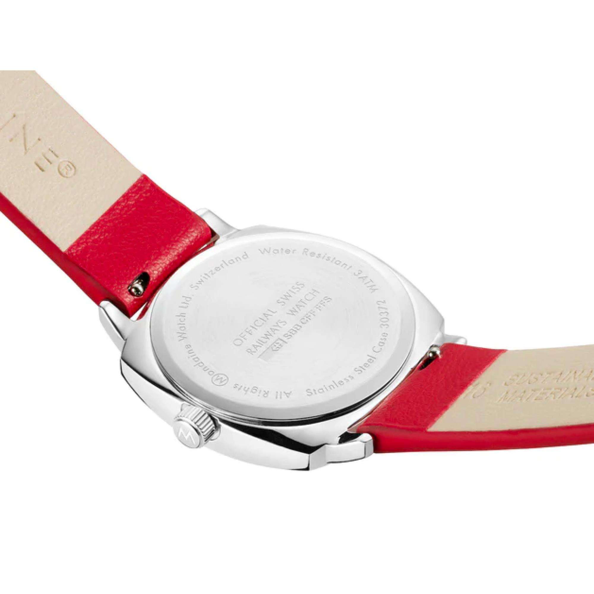 Mondaine Petite Cushion Square Leather Strap White Dial Ladies Watch MSL.31110.LCV