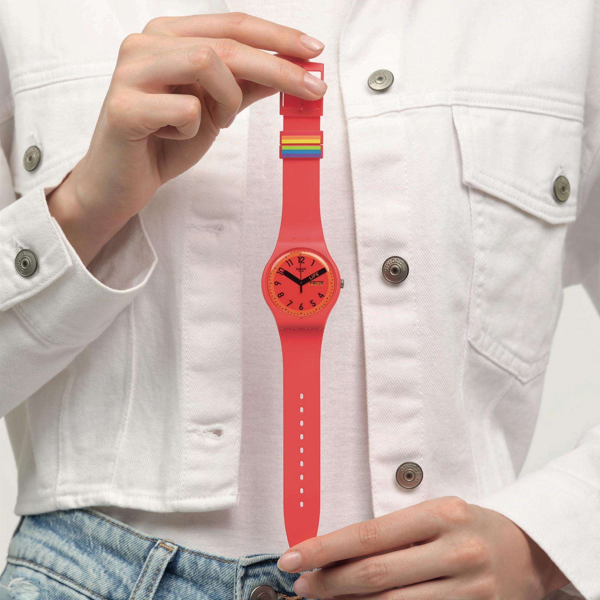 Swatch Pride 'Proudly Red' Quartz Red Dial Unisex Watch SO29R705