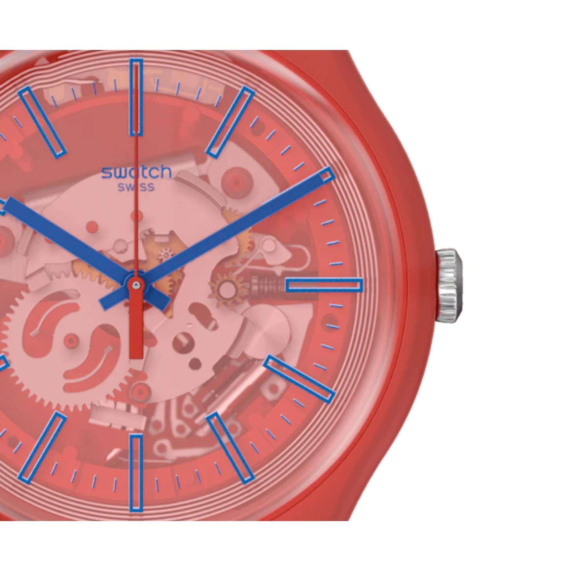 Swatch The January Collection 'Redder Than Red PAY!' Quartz Red Dial Unisex Watch SO29R107-5300