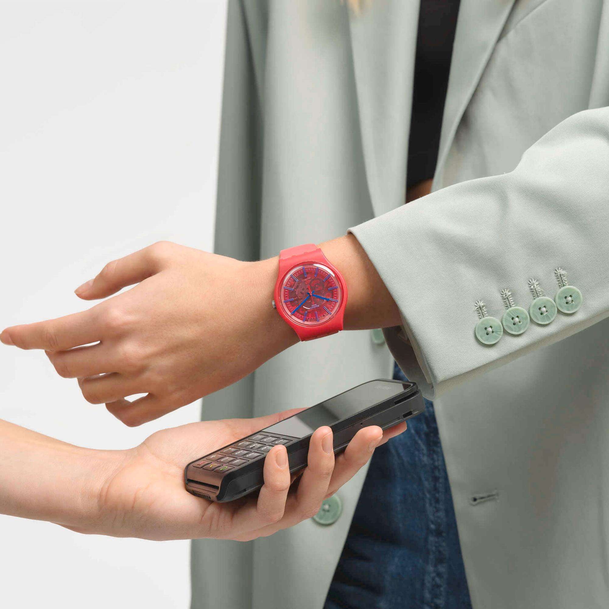 Swatch The January Collection 'Redder Than Red PAY!' Quartz Red Dial Unisex Watch SO29R107-5300