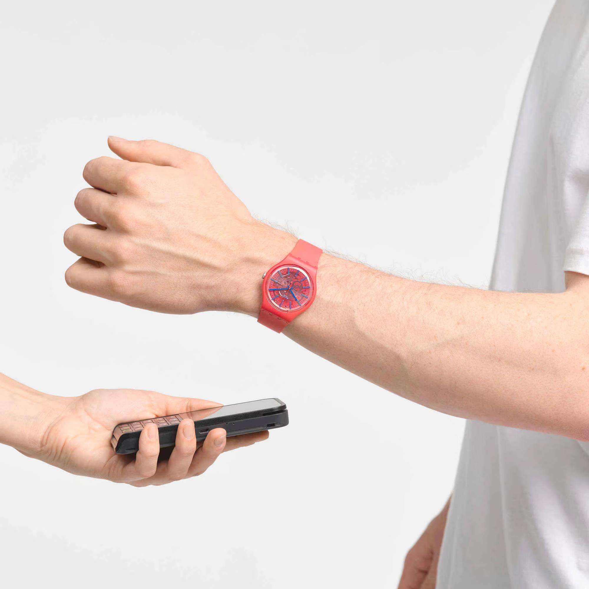 Swatch The January Collection 'Redder Than Red PAY!' Quartz Red Dial Unisex Watch SO29R107-5300