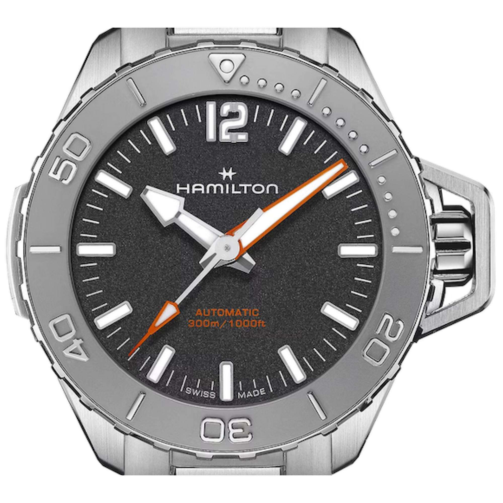 Hamilton Khaki Navy Frogman Automatic Black Dial Stainless Steel Bracelet Men's Watch H77485130