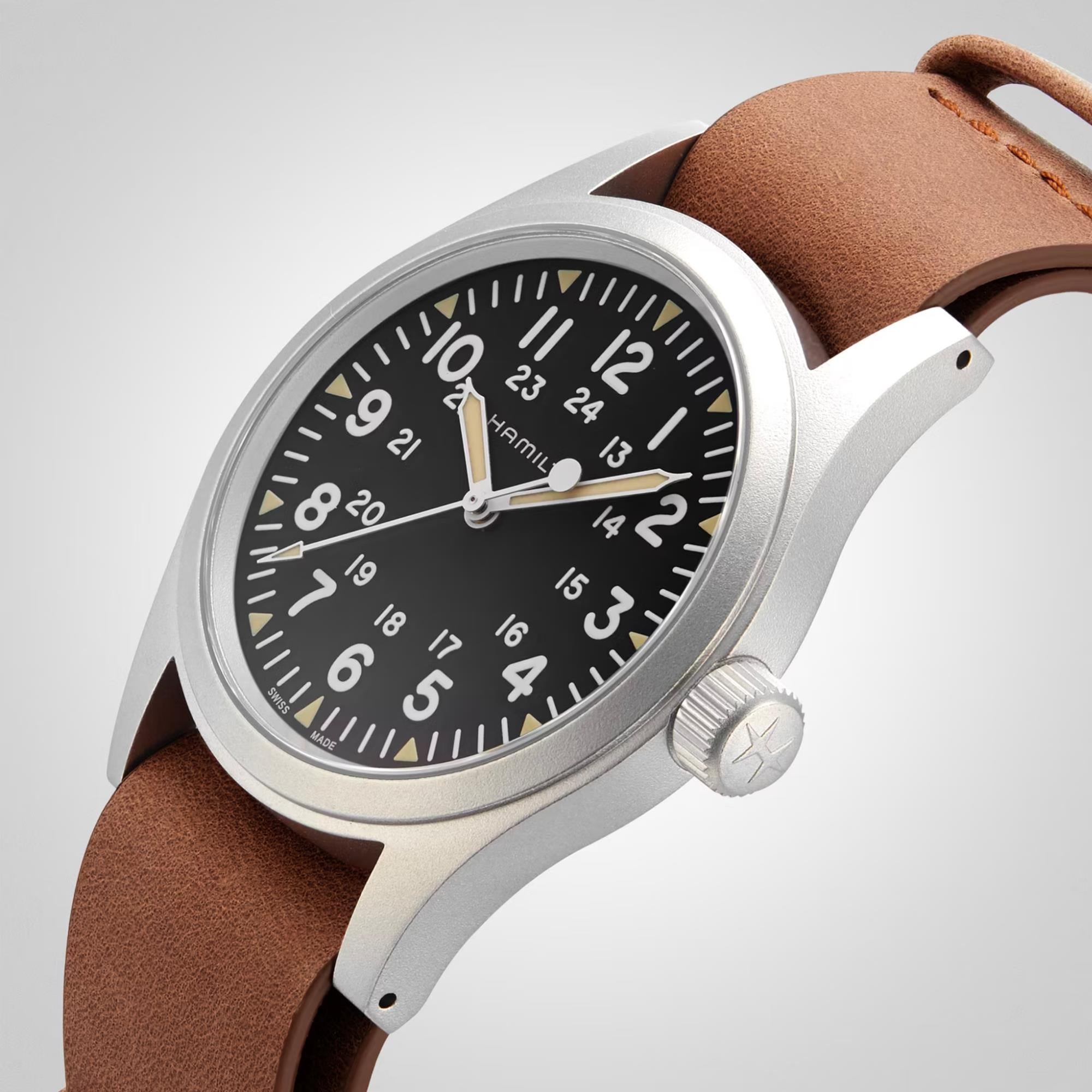 Hamilton Khaki Field Mechanical Black Dial Brown Leather Strap Men’s Watch H69439531