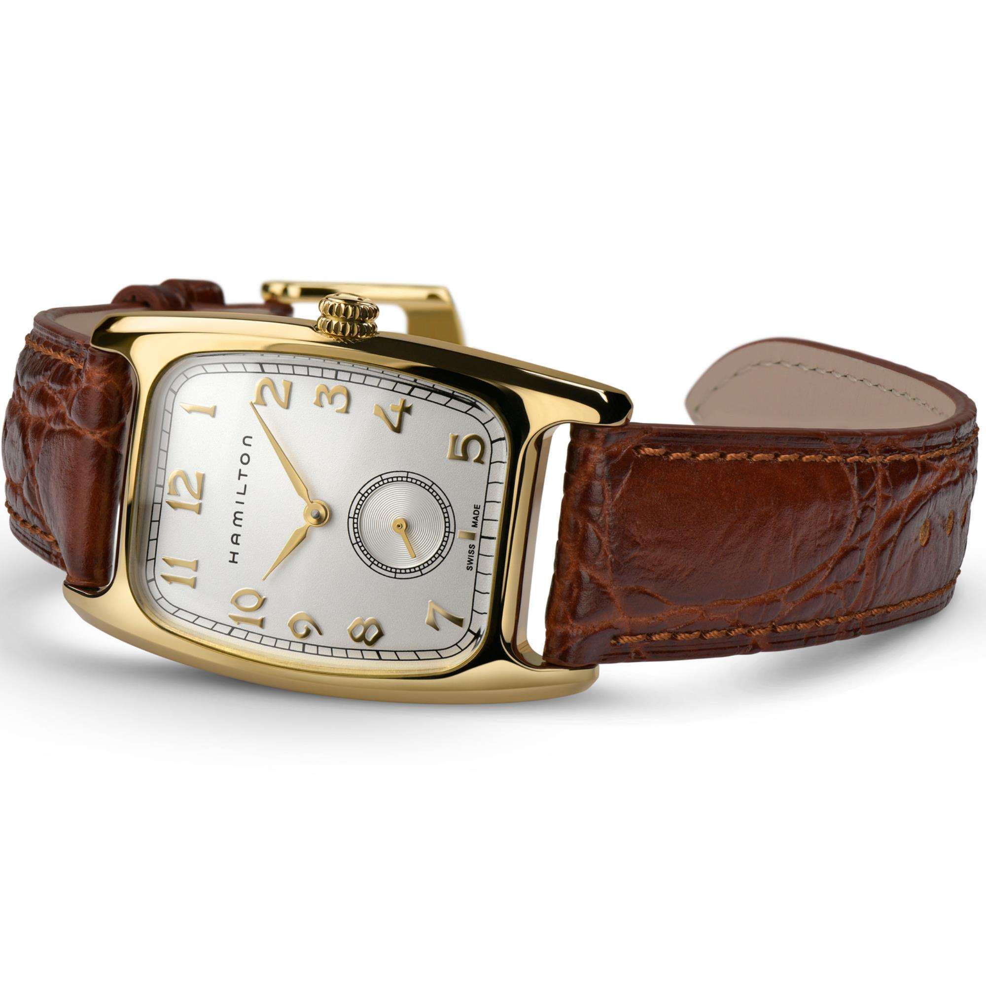 Hamilton Indiana Jones American Classic Boulton Quartz Gold White Dial Calf Leather Men's Watch H13431553