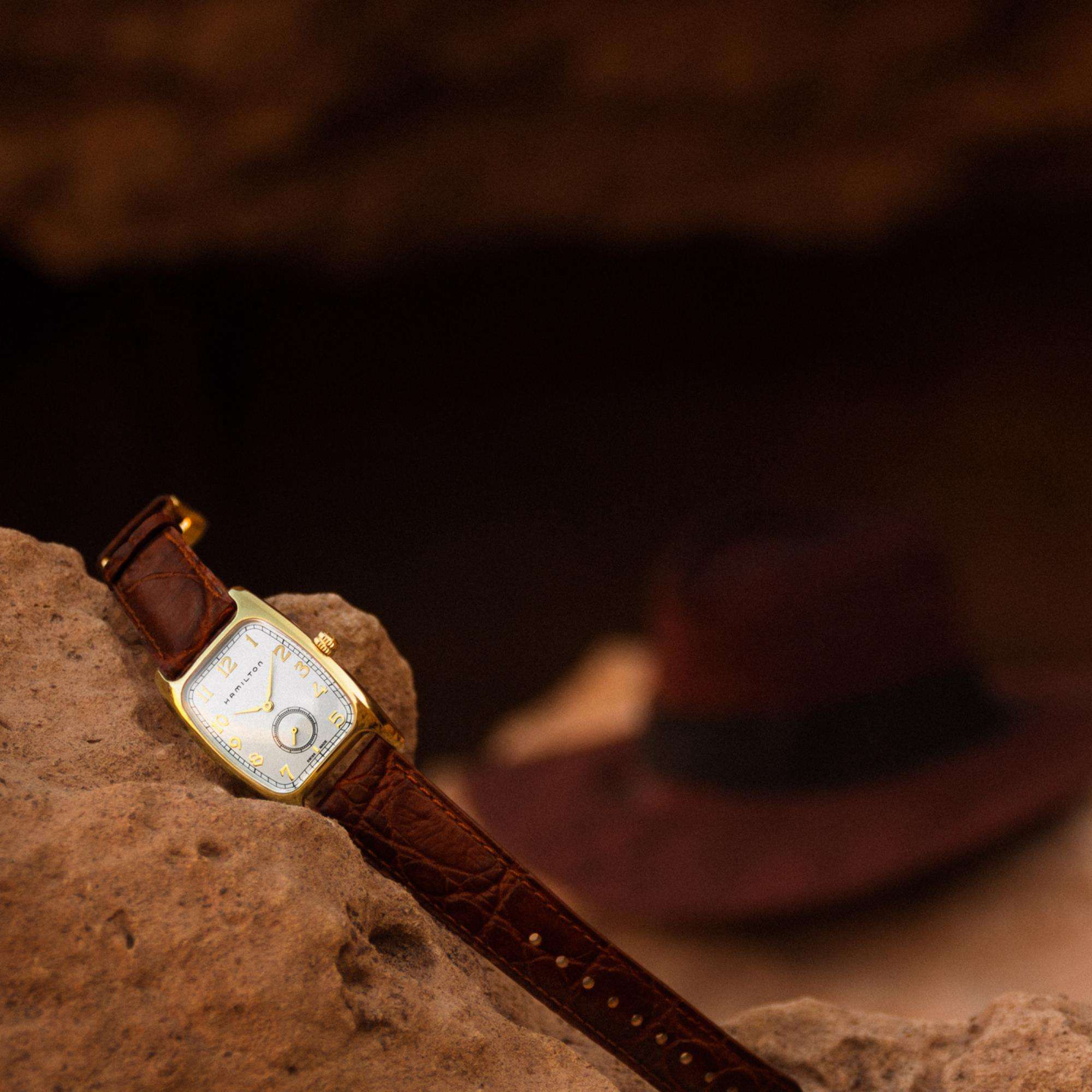 Hamilton Indiana Jones American Classic Boulton Quartz Gold White Dial Calf Leather Men's Watch H13431553