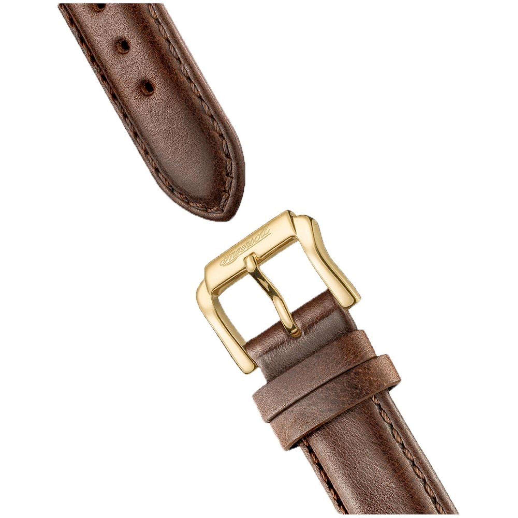 Ingersoll The Jazz 1892 Automatic Light Gold Dial Brown Leather Strap Men's Watch I07704