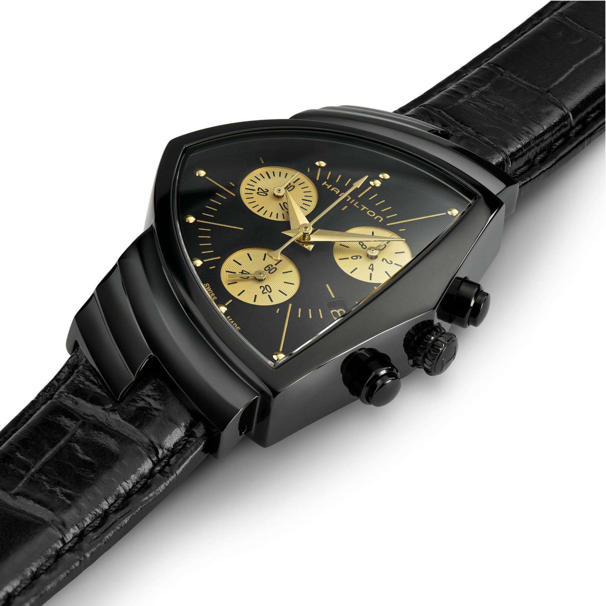 Hamilton Ventura Special Edition Black Gold Quartz Chronograph Black Dial Men's Watch H24402730