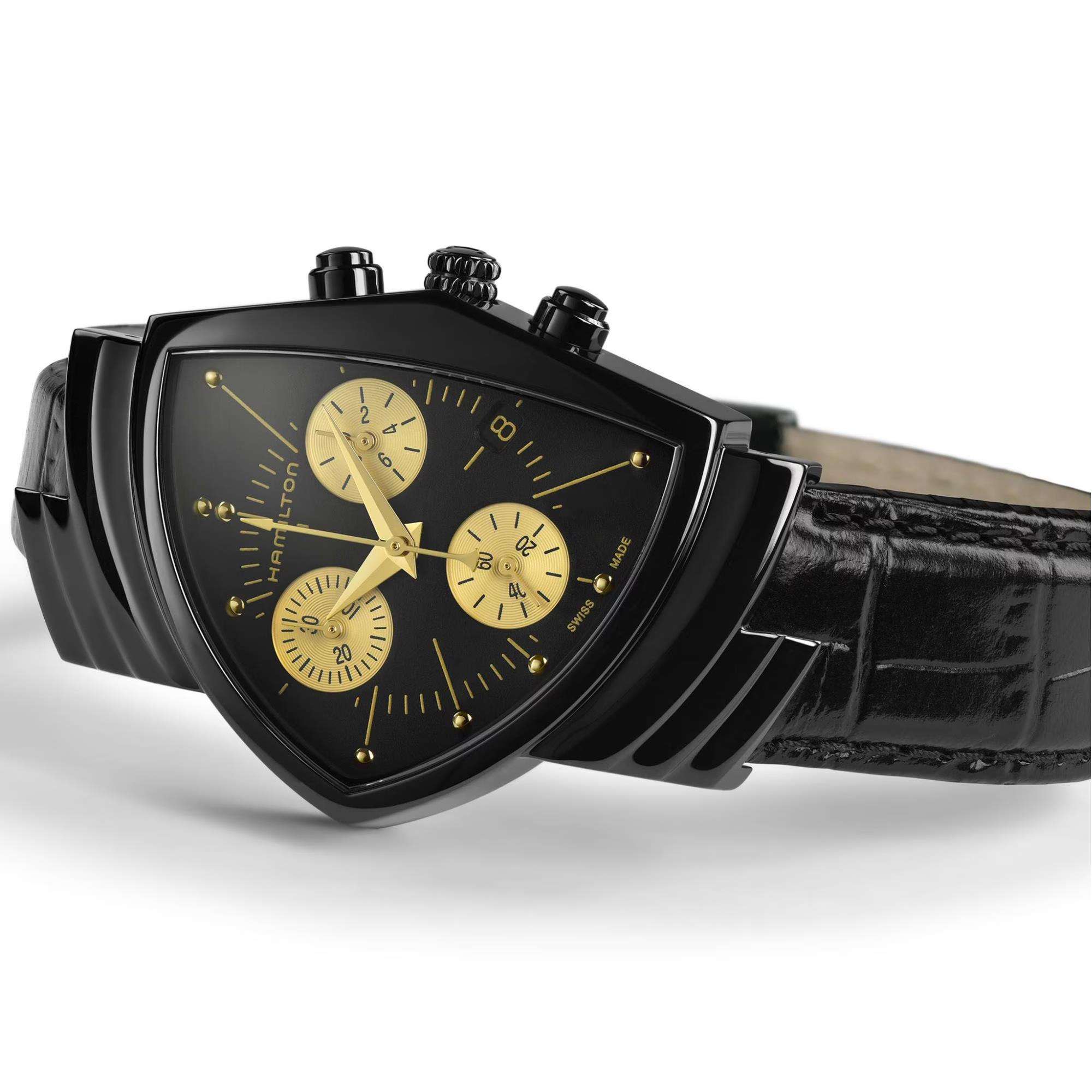 Hamilton Ventura Special Edition Black Gold Quartz Chronograph Black Dial Men's Watch H24402730