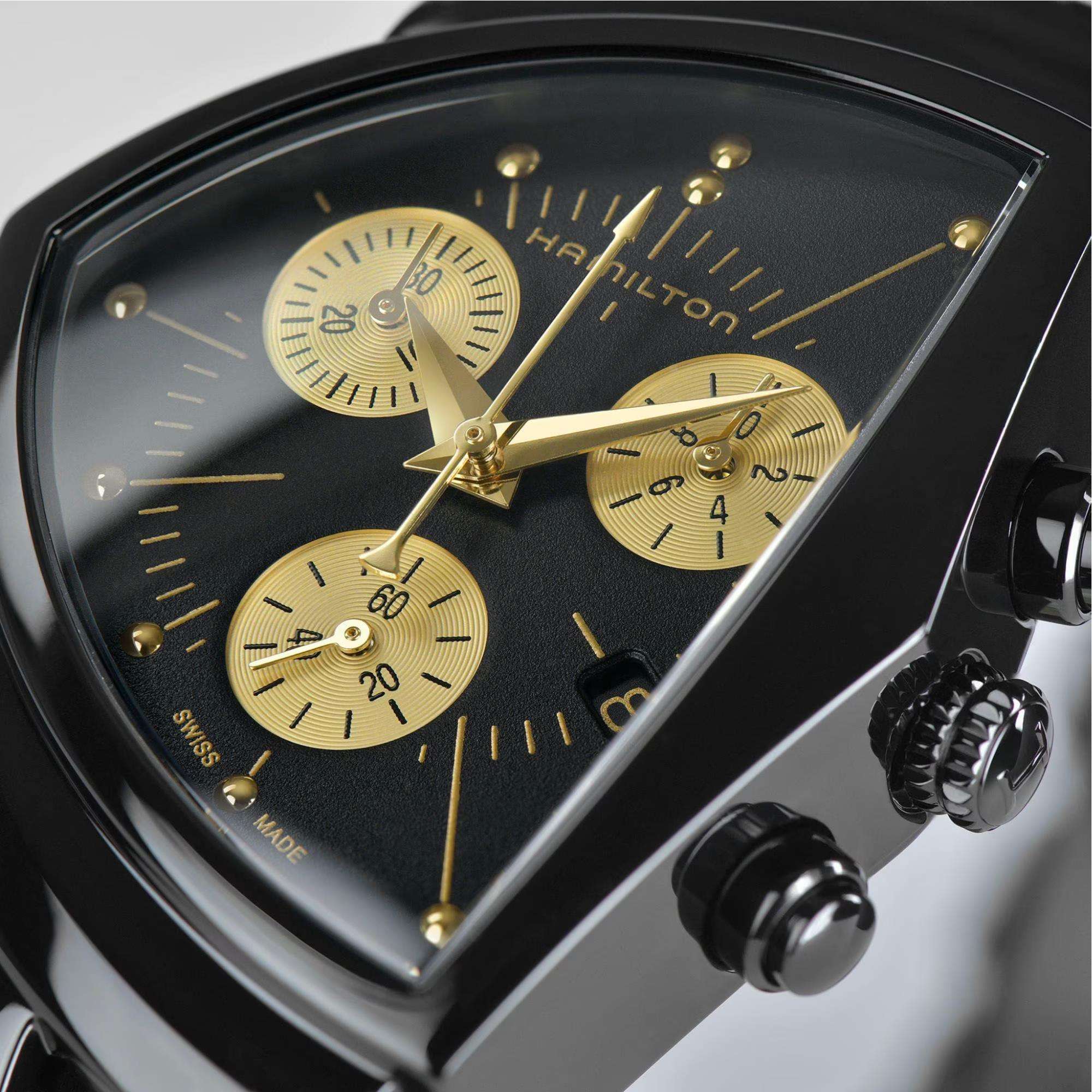 Hamilton Ventura Special Edition Black Gold Quartz Chronograph Black Dial Men's Watch H24402730