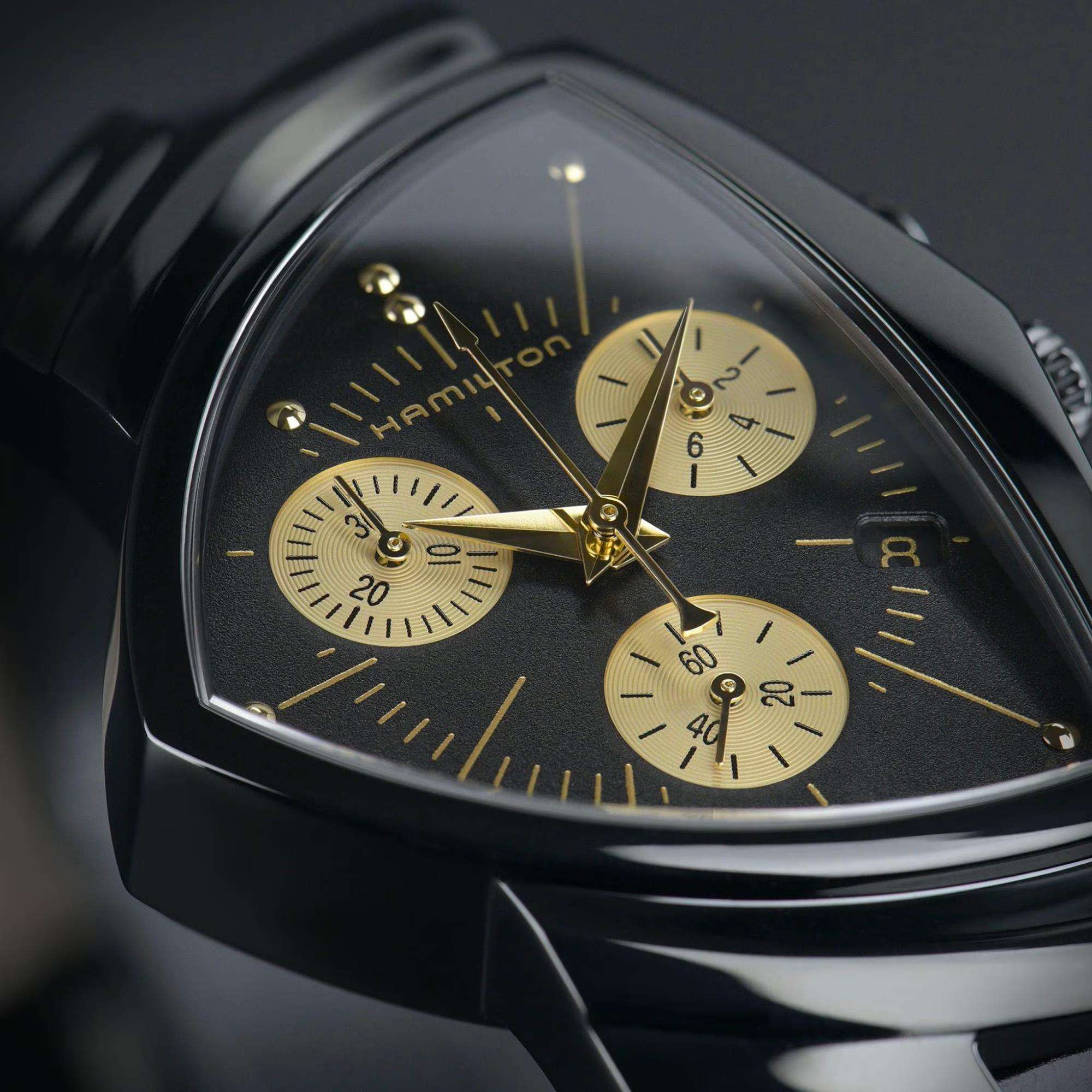 Hamilton Ventura Special Edition Black Gold Quartz Chronograph Black Dial Men's Watch H24402730