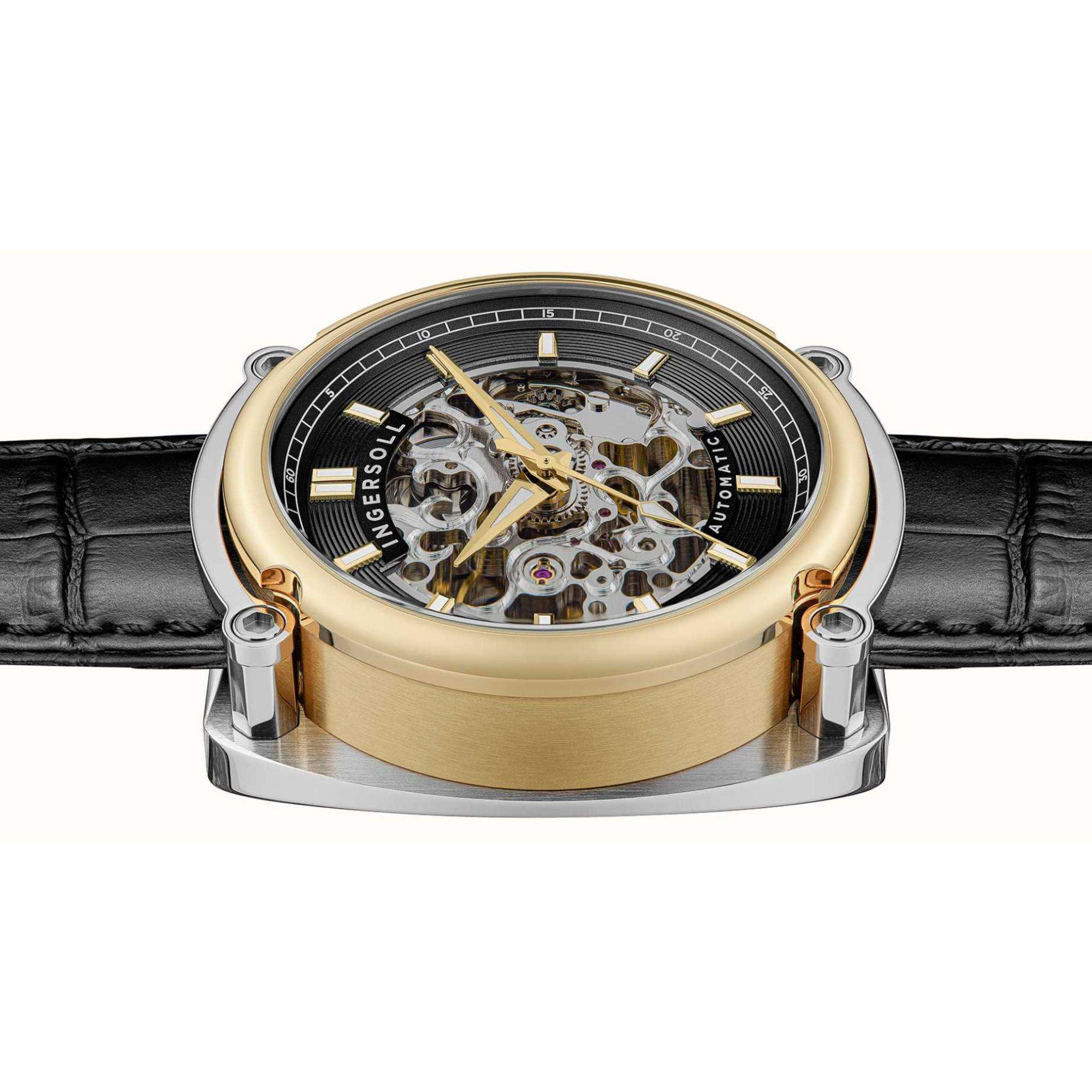 Ingersoll The Michigan 1892 Automatic Black Dial Black Leather Strap Men's Watch I13301