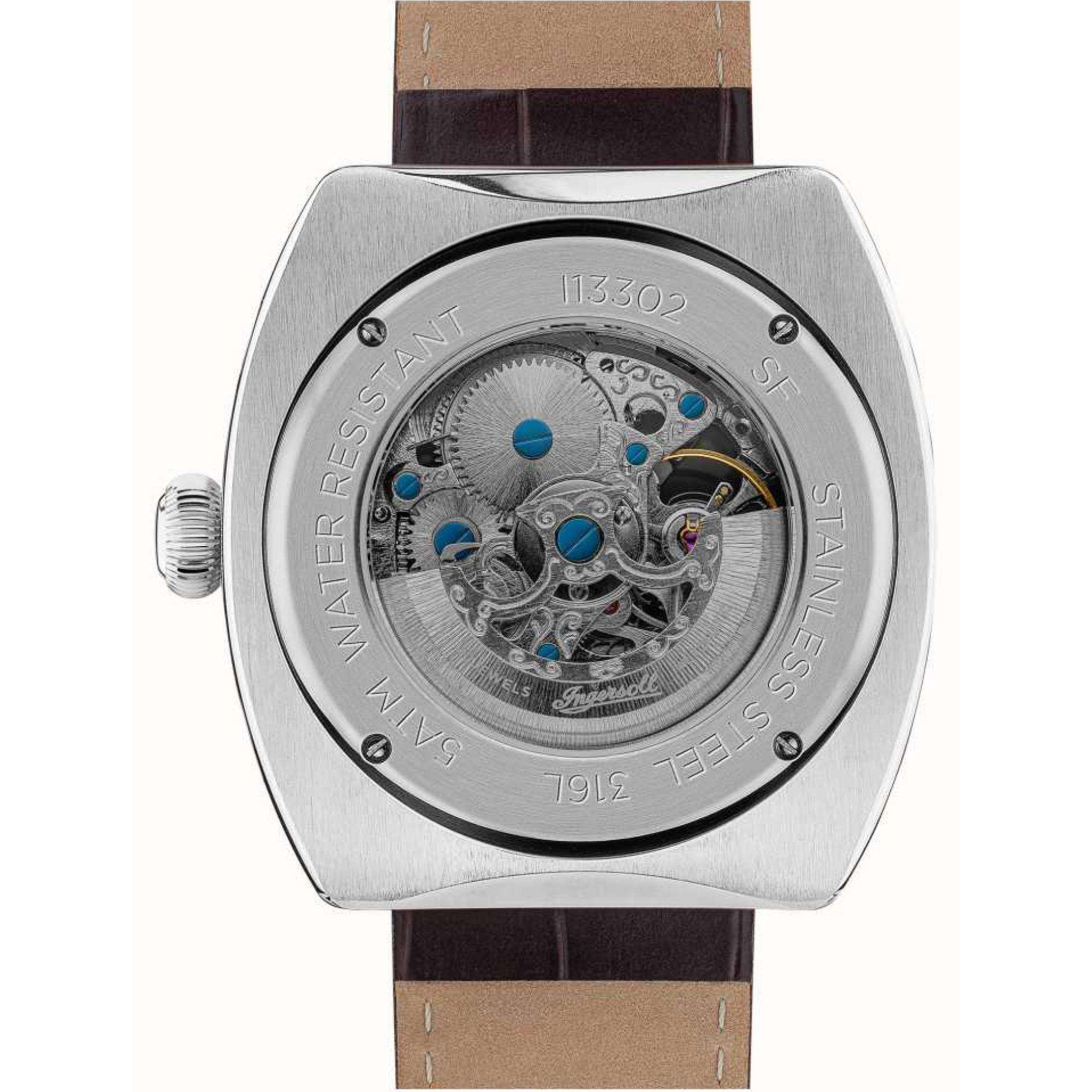 Ingersoll The Michigan 1892 Automatic White Dial Brown Leather Strap Men's Watch I13302
