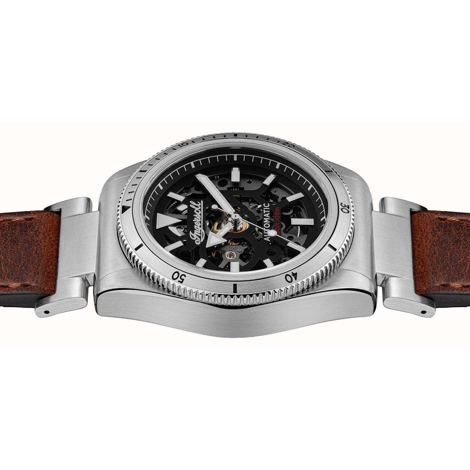 Ingersoll The Scovill 1892 Automatic Black Dial Brown Leather Strap Men's Watch I13901