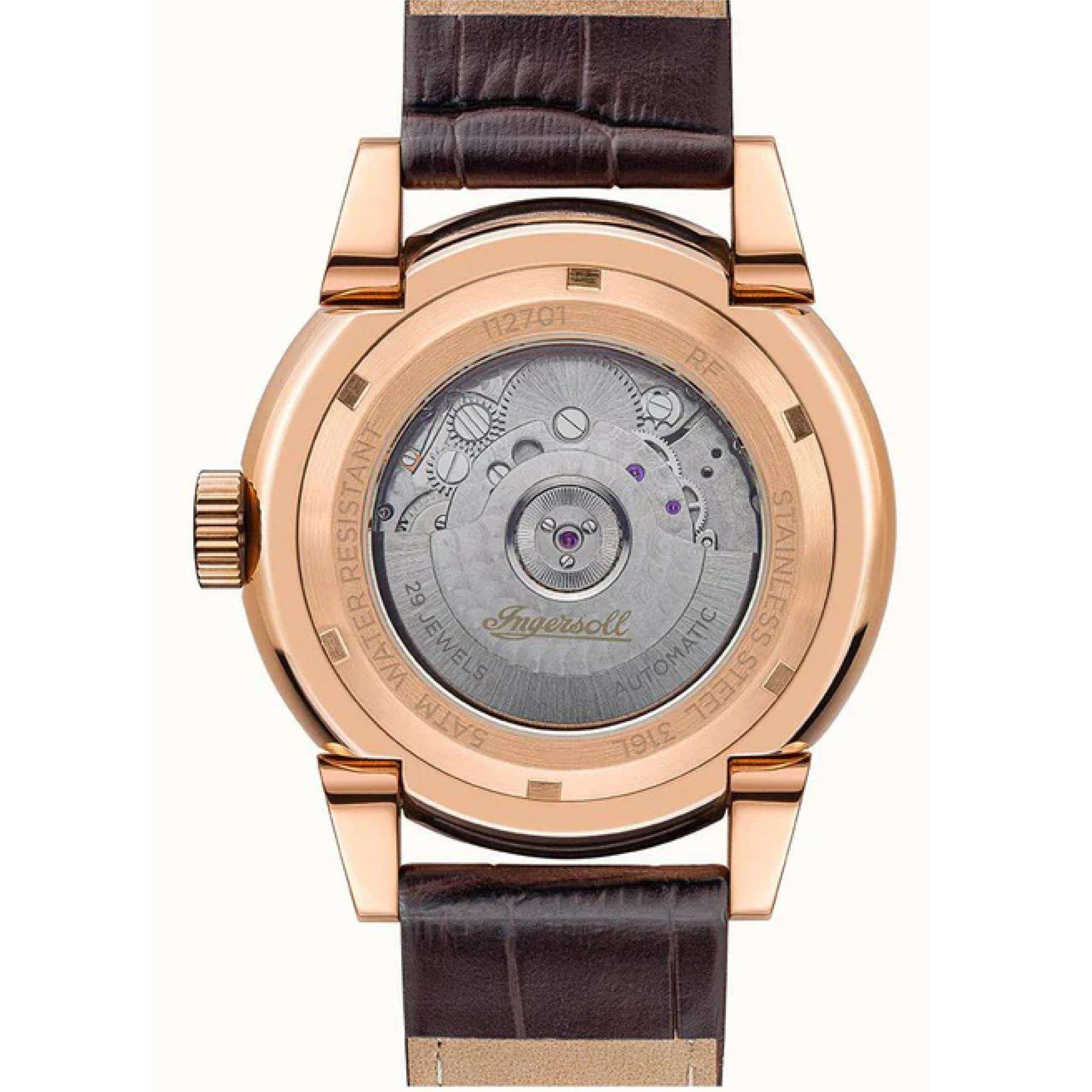 Ingersoll The Swing 1892 Gents Automatic Watch Grey Sunray Dial Brown Leather Strap I12701