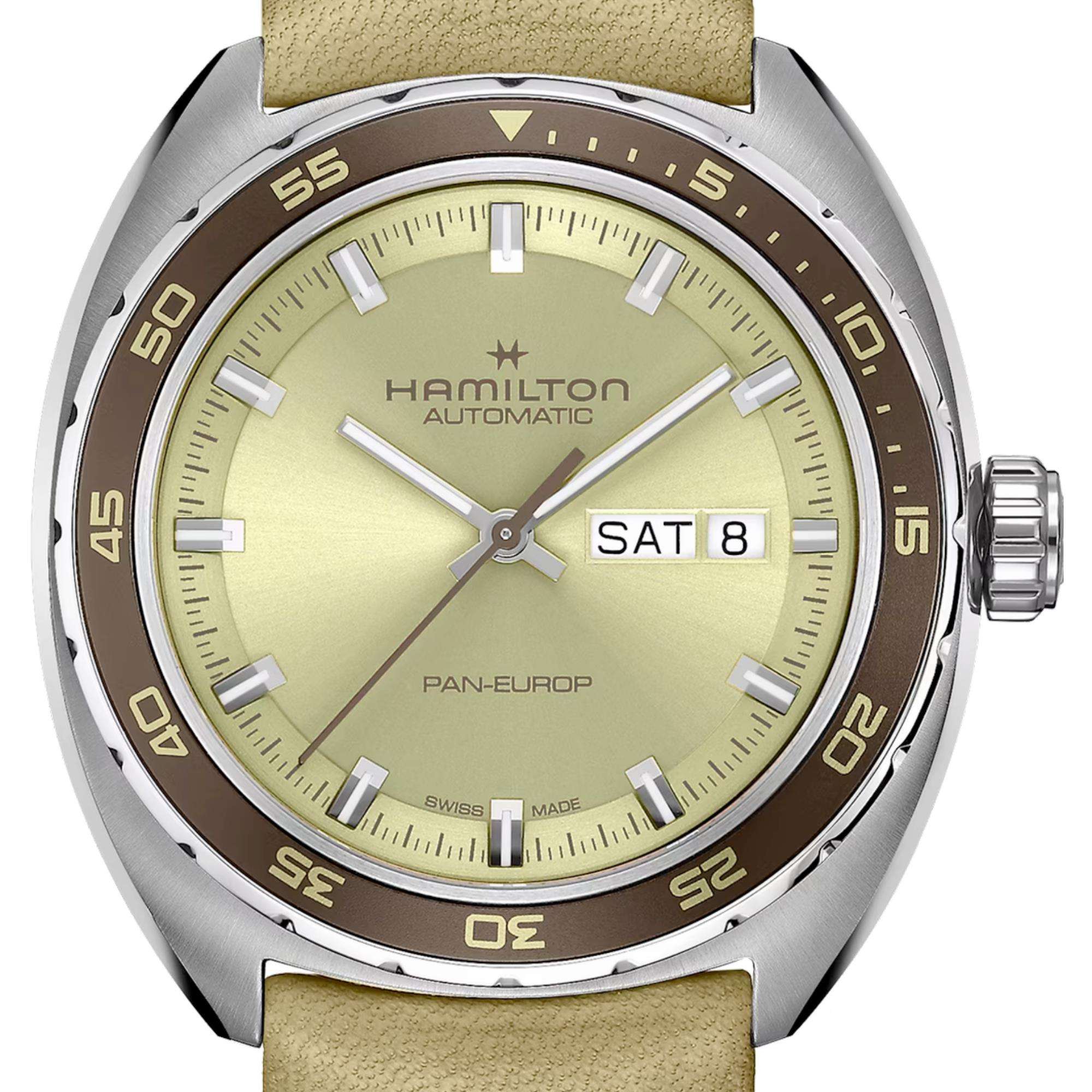 Hamilton American Classic Pan Europ Day-Date Auto 2 Straps Set Automatic Green Dial Men's Watch H35445860