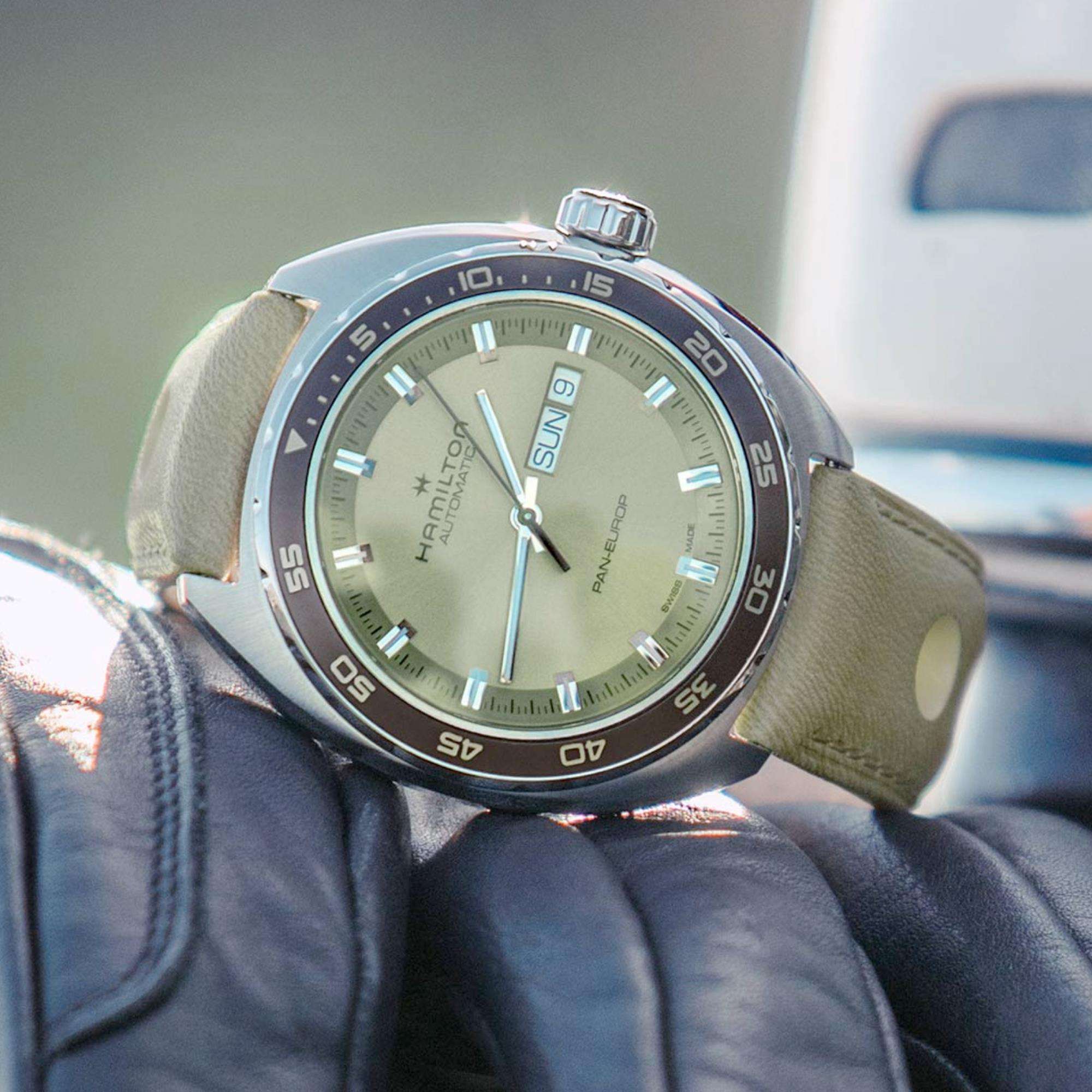 Hamilton American Classic Pan Europ Day-Date Auto 2 Straps Set Automatic Green Dial Men's Watch H35445860
