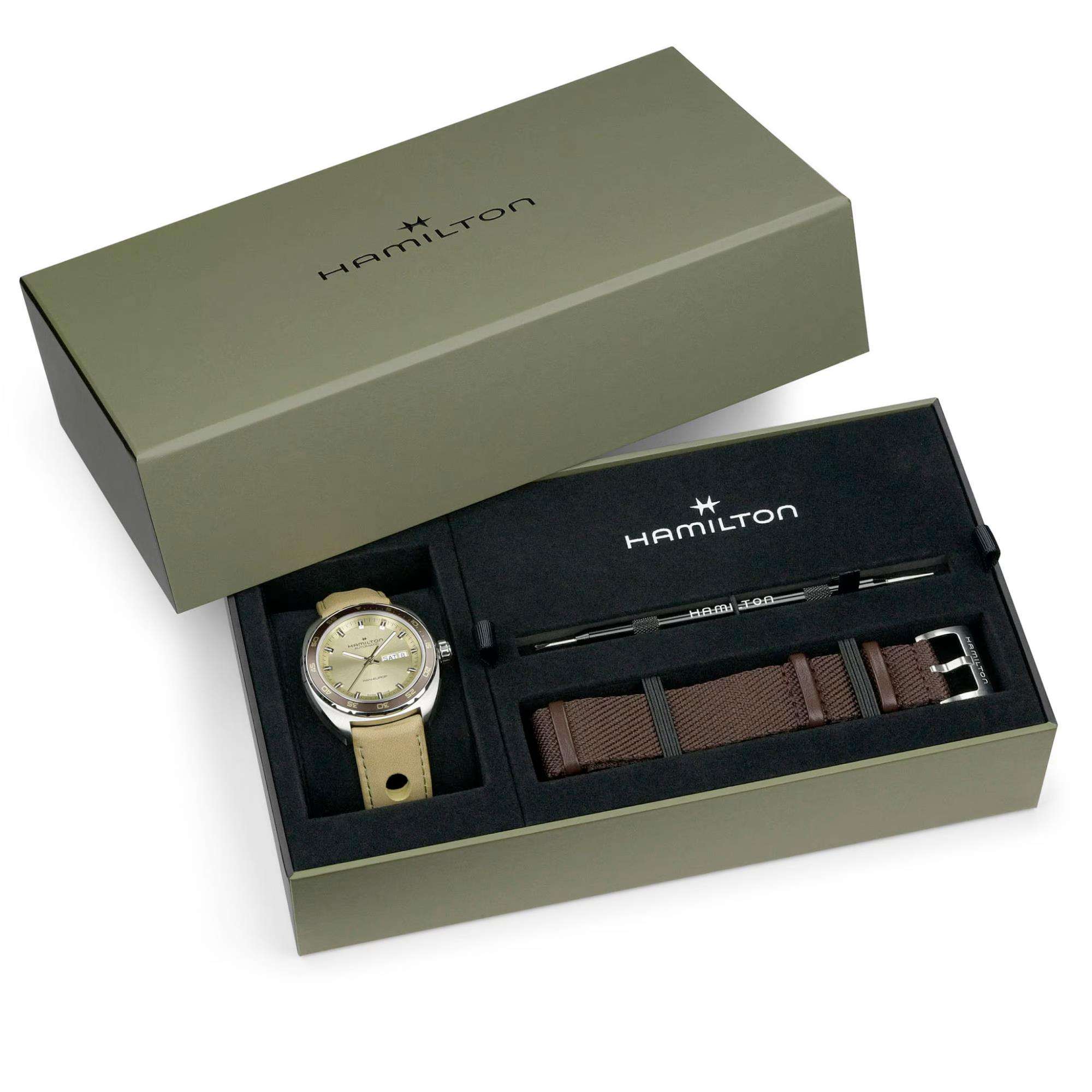 Hamilton American Classic Pan Europ Day-Date Auto 2 Straps Set Automatic Green Dial Men's Watch H35445860