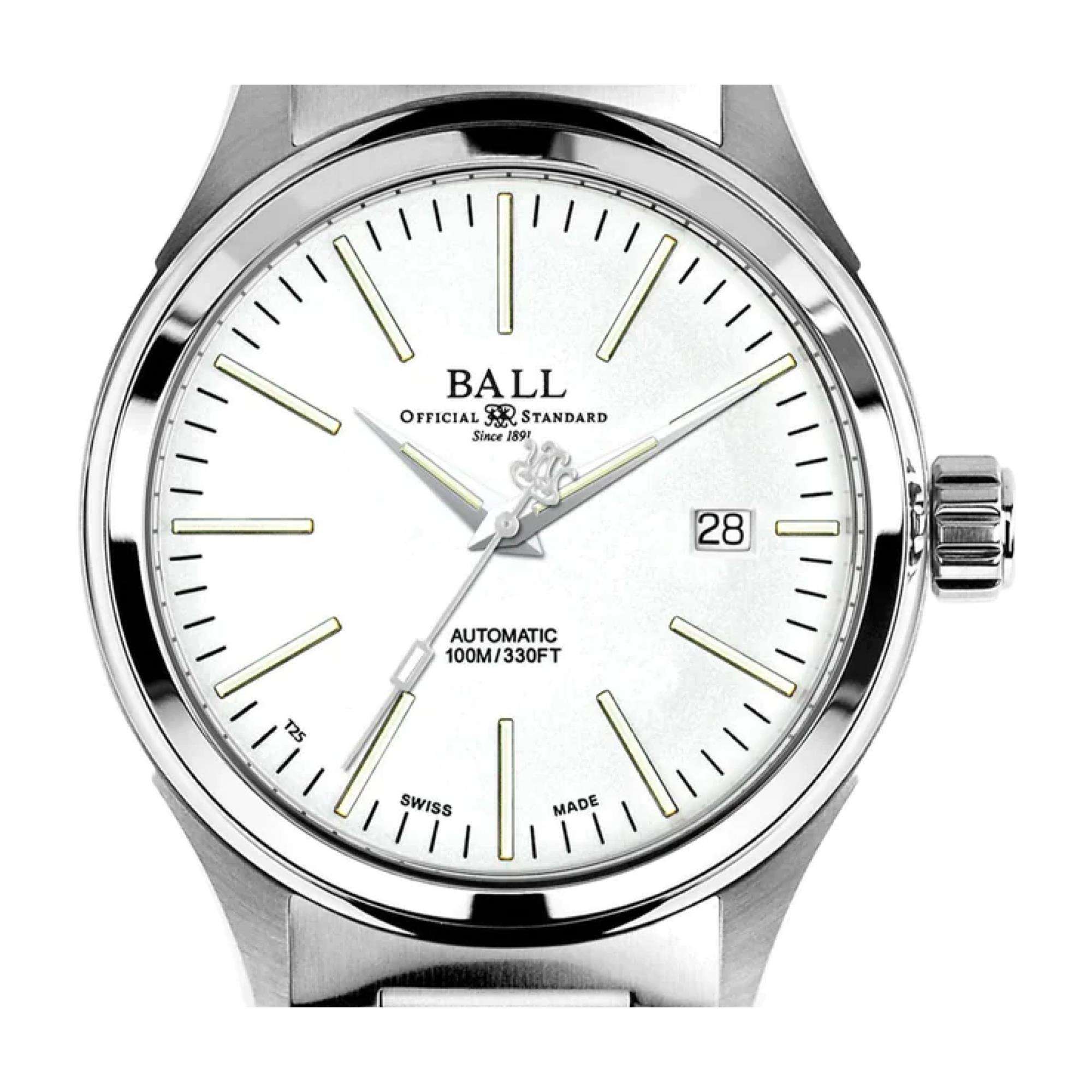 BALL Fireman 'Enterprise' Automatic White Dial Bracelet Men's Watch NM2098C-S20J-WH