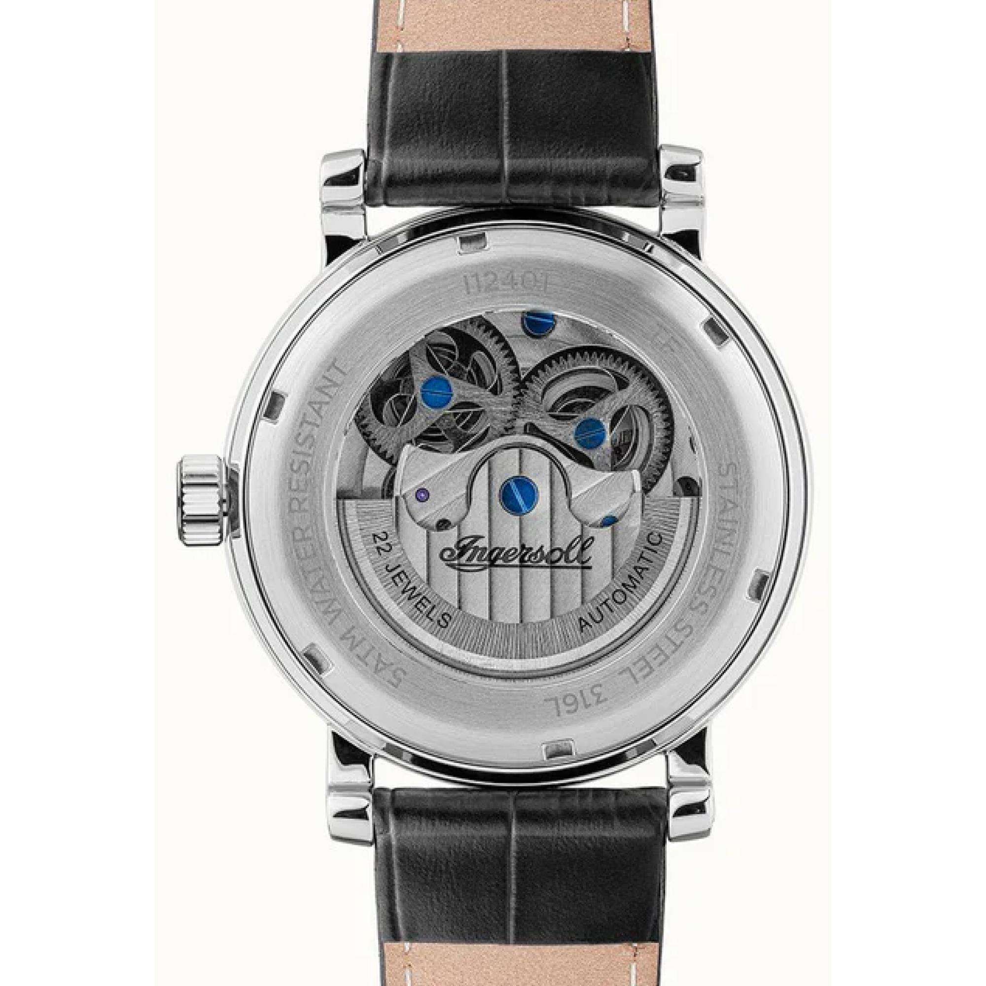 Ingersoll The Row 1892 Automatic Men's Watch Silver Dial Black Leather Strap I12401
