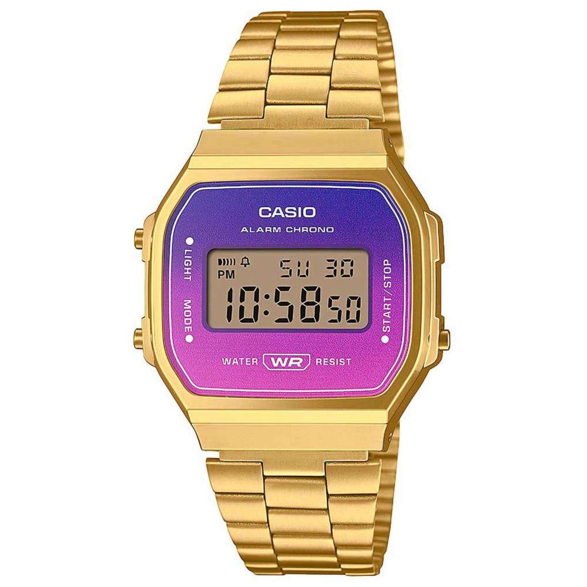 Casio Vintage Gold Plated Purple Dial Digital Watch A168WERG-2AEF