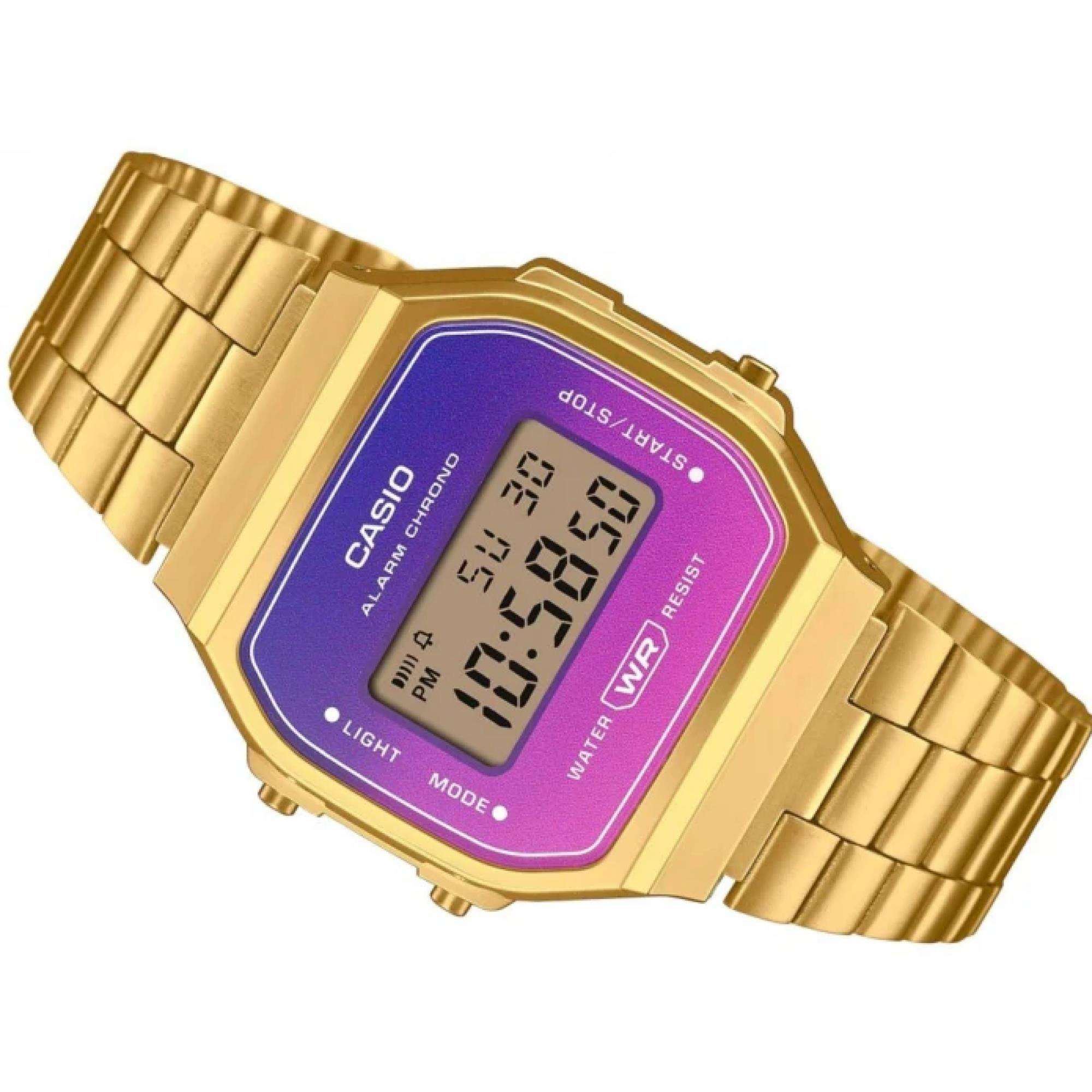 Casio Vintage Gold Plated Purple Dial Digital Watch A168WERG-2AEF