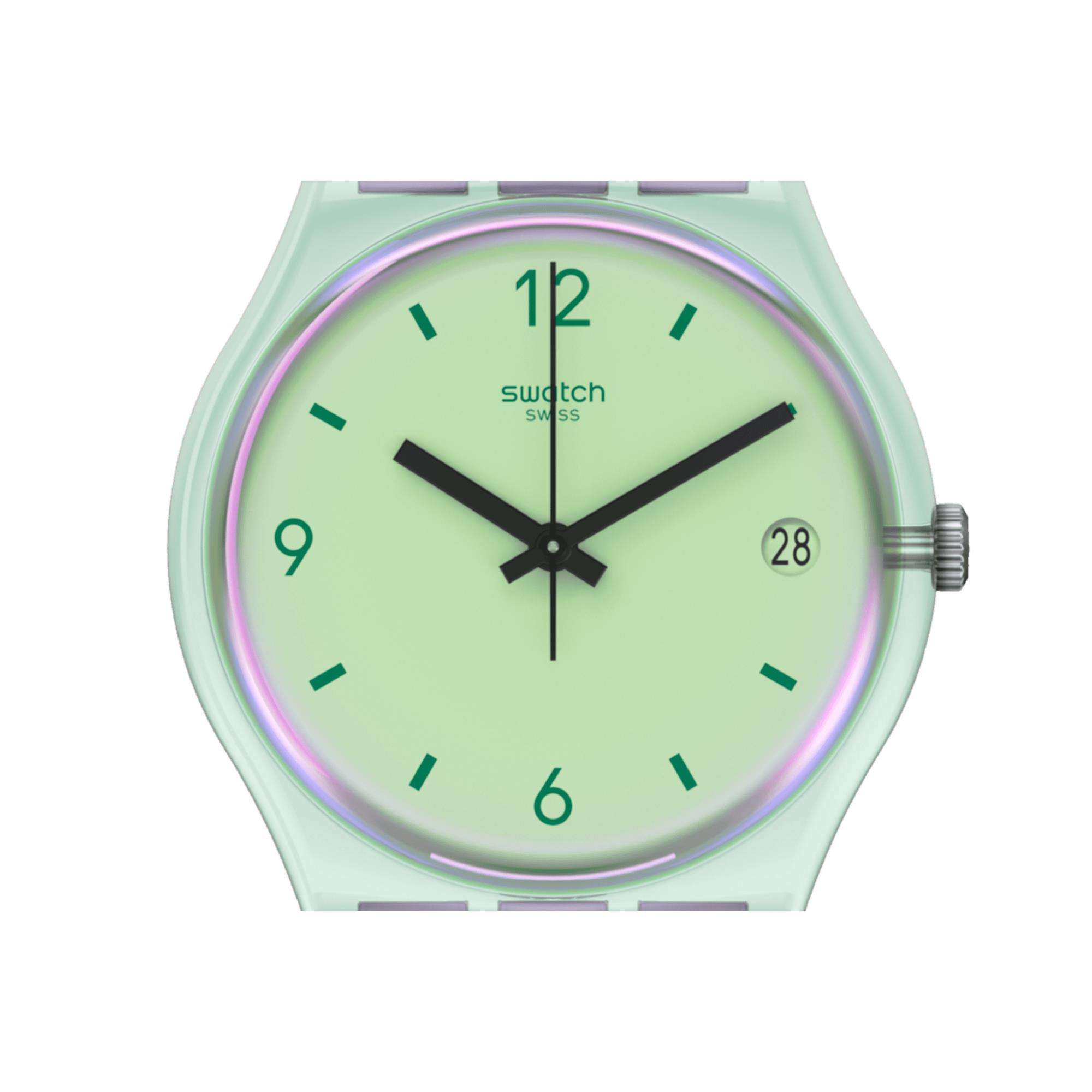 Swatch Mystic Sunrise Quartz Green Dial Watch SO28G401