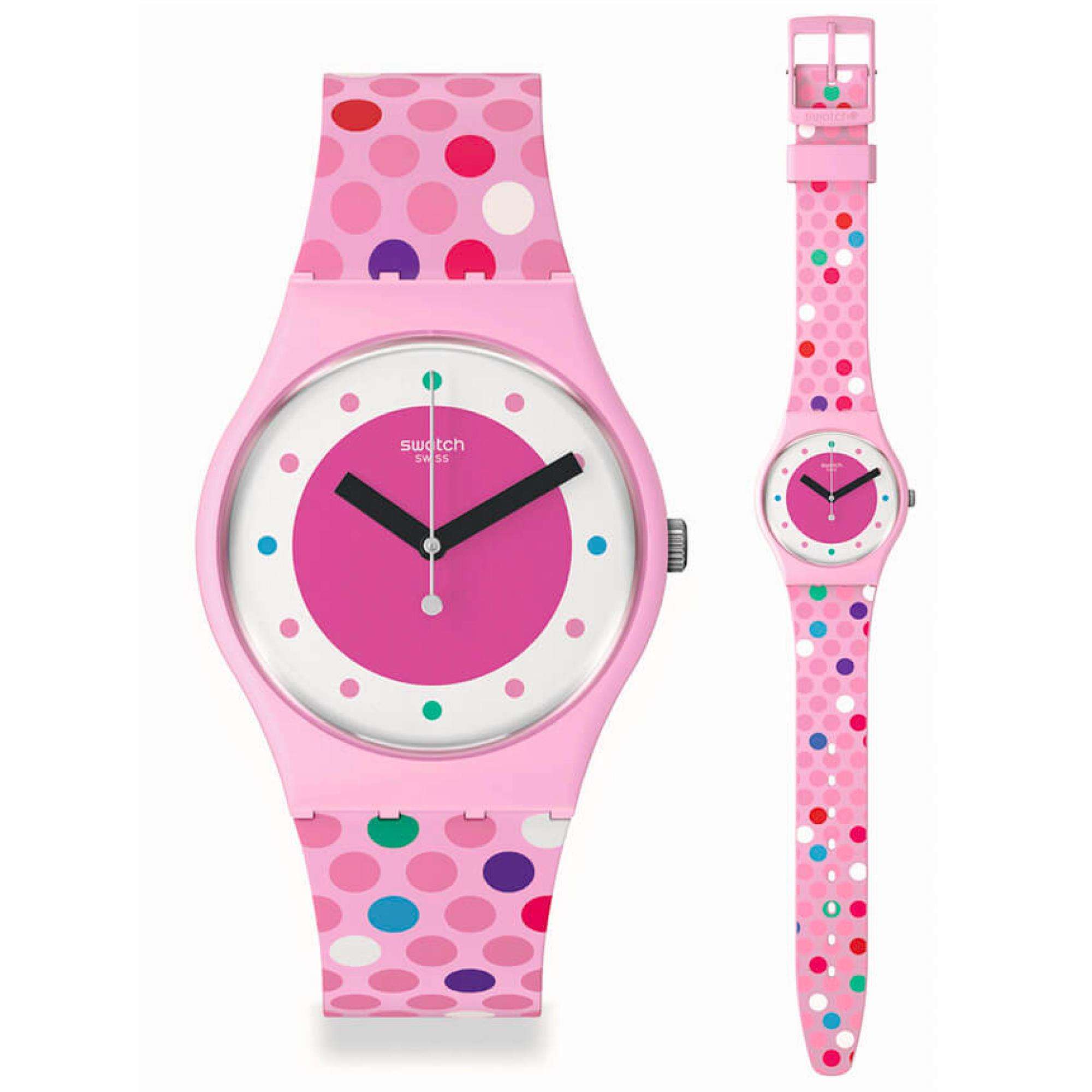 Swatch Blowing Bubbles Quartz Pink Dial Ladies Watch SO28P109