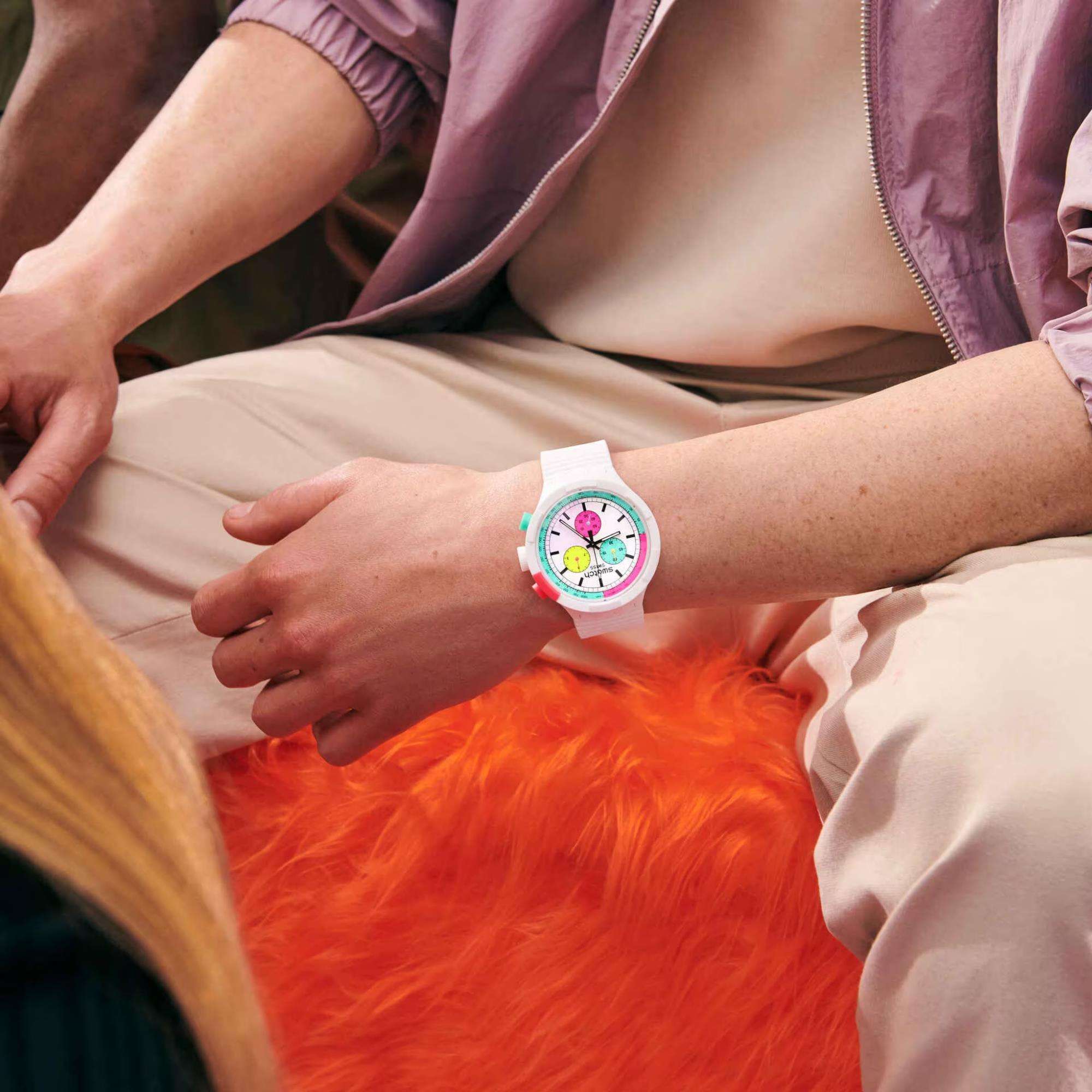 Swatch Neon The Purity Of Neon Quartz Ladies Watch SB06W100