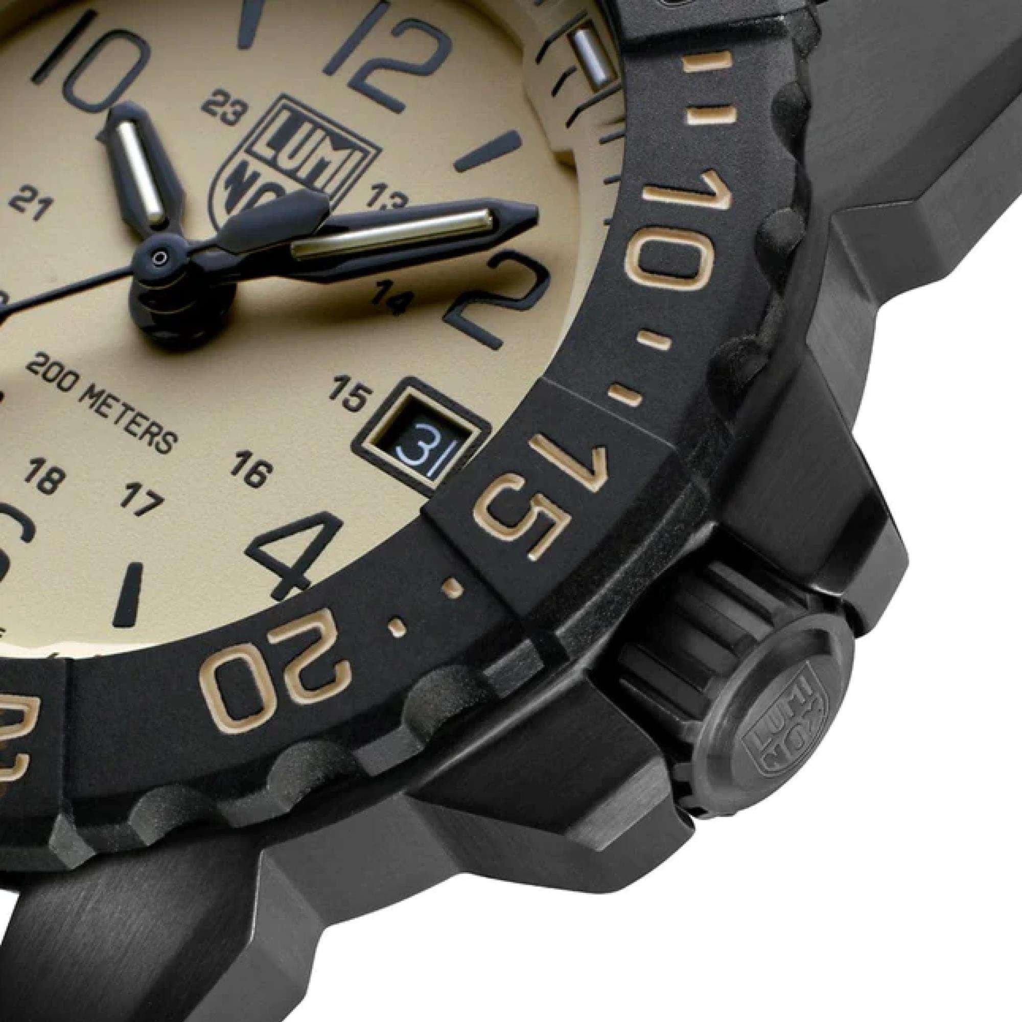 Luminox Navy Seal Foundation Special Edition Beige Dial Black Silicone Strap Men's Watch XS.3251CBNSFSET