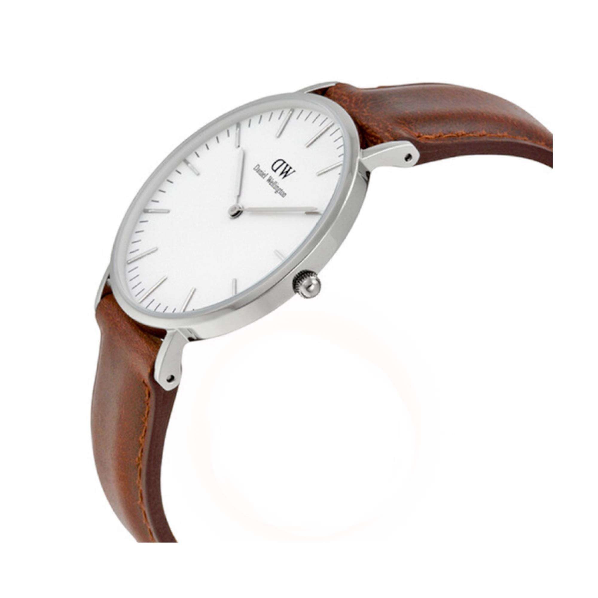 Daniel Wellington Brown Leather White Quartz Analog White Dial Unisex Watch 0607DW