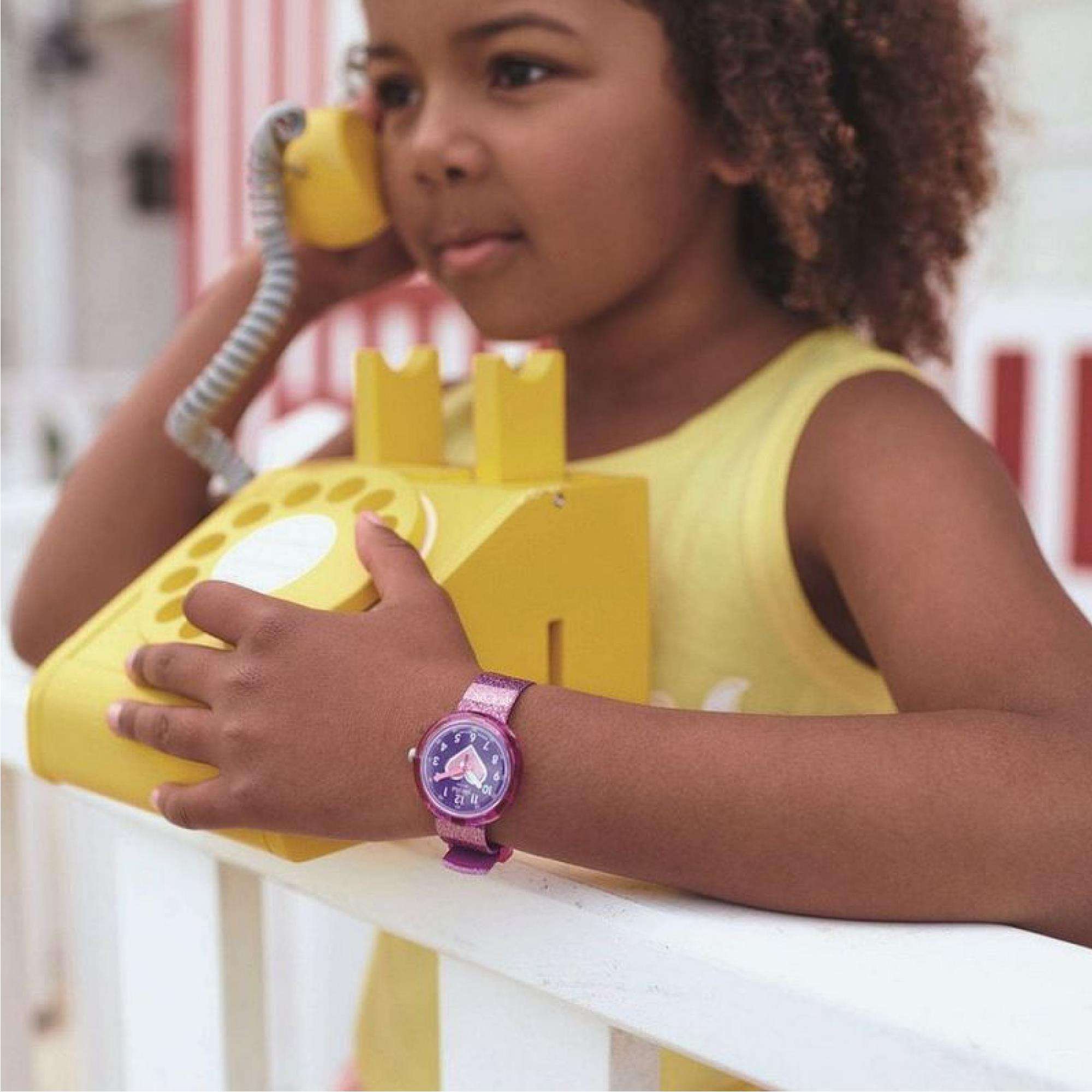Flik Flak Childrens Stripy Glitter Colour My Life Watch FPNP127