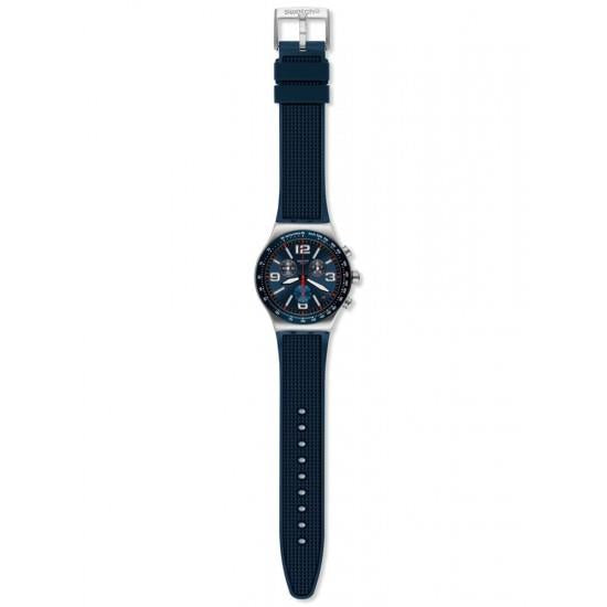 Swatch Blue Grid Tachymeter Chronograph Blue Dial Men's Watch YVS454