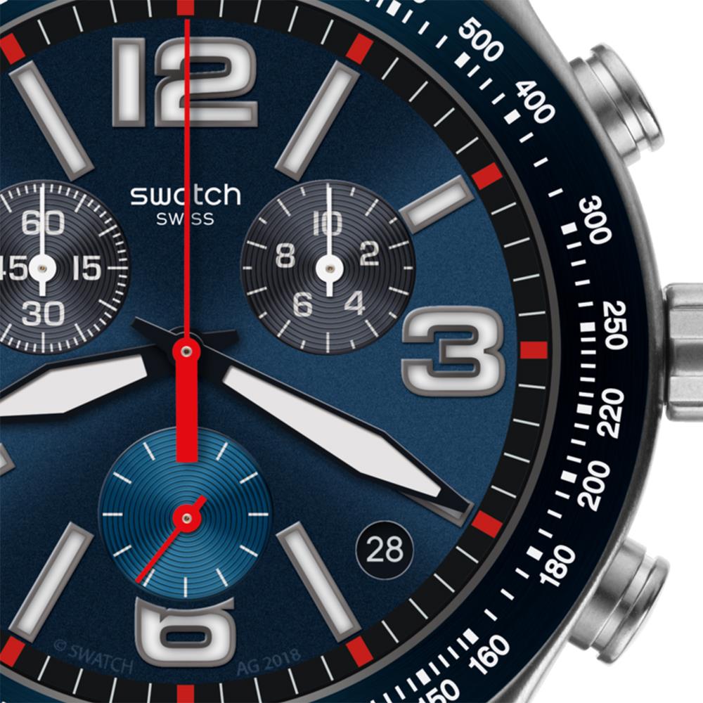 Swatch Blue Grid Tachymeter Chronograph Blue Dial Men's Watch YVS454