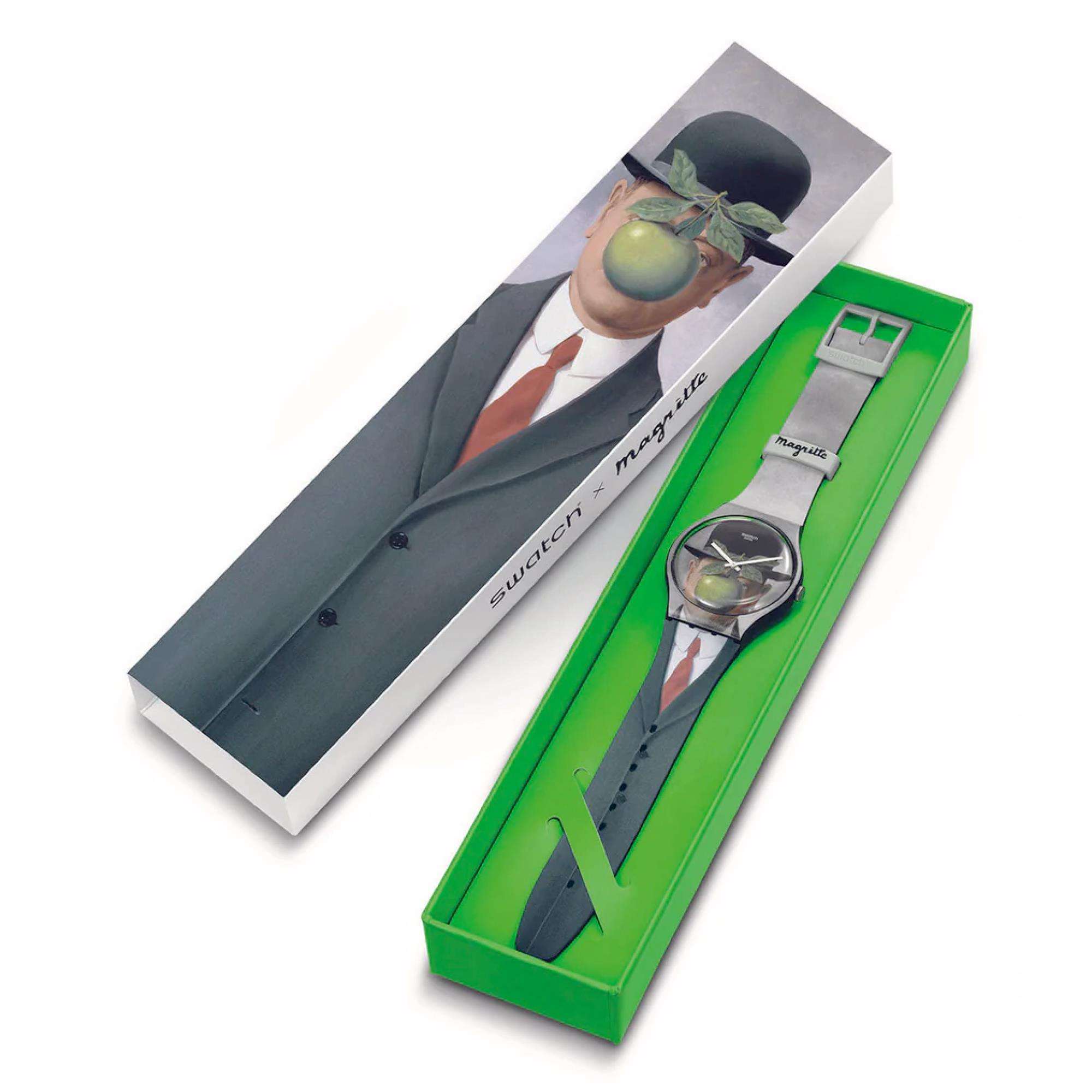 Swatch LE FILS DE L'HOMME By Rene Magritte Swatch Art Journey 2023 Watch SUOZ350