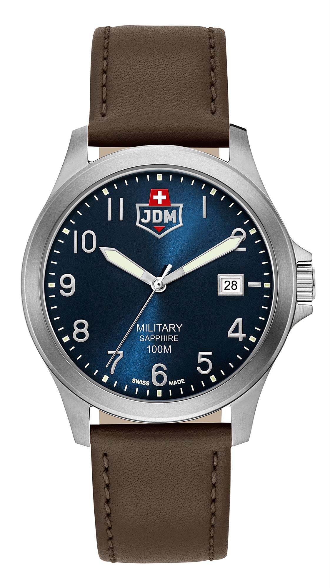 JDM Military Alpha I Blue Dial Brown Leather Strap JDM-WG001-03