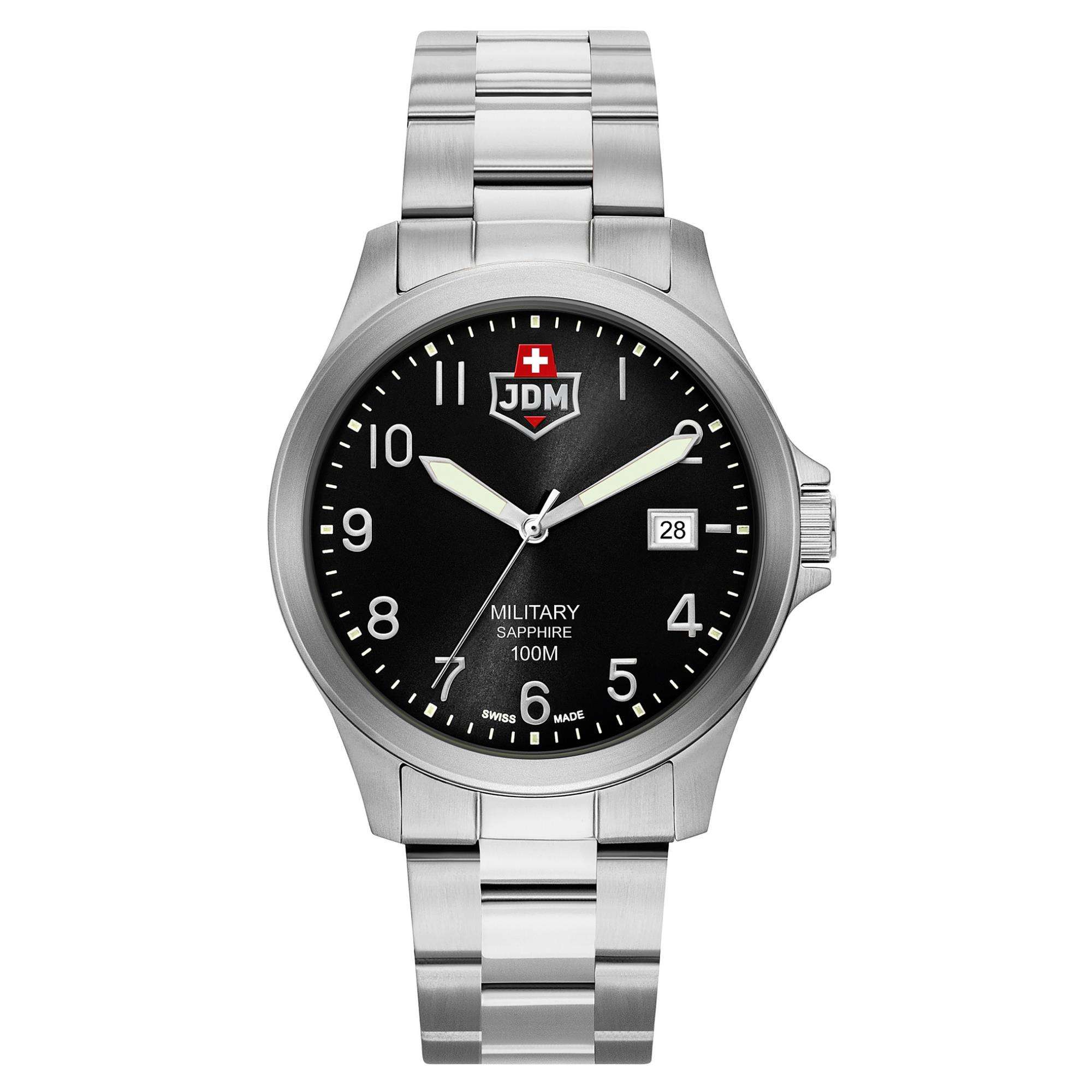 JDM Military Alpha I Black Dial Steel Bracelet Men's Watch JDM-WG001-09