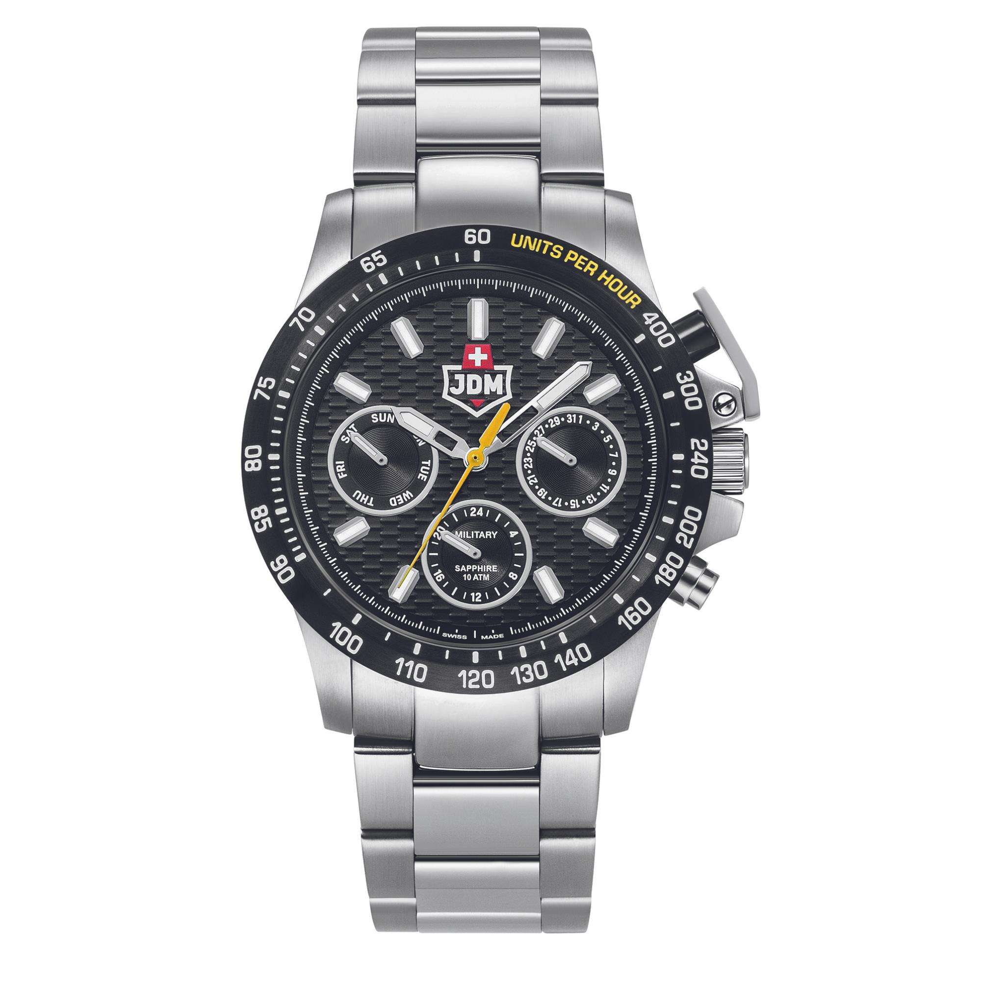 JDM Military Charlie Black Dial Steel Bracelet Men's Watch JDM-WG016-01