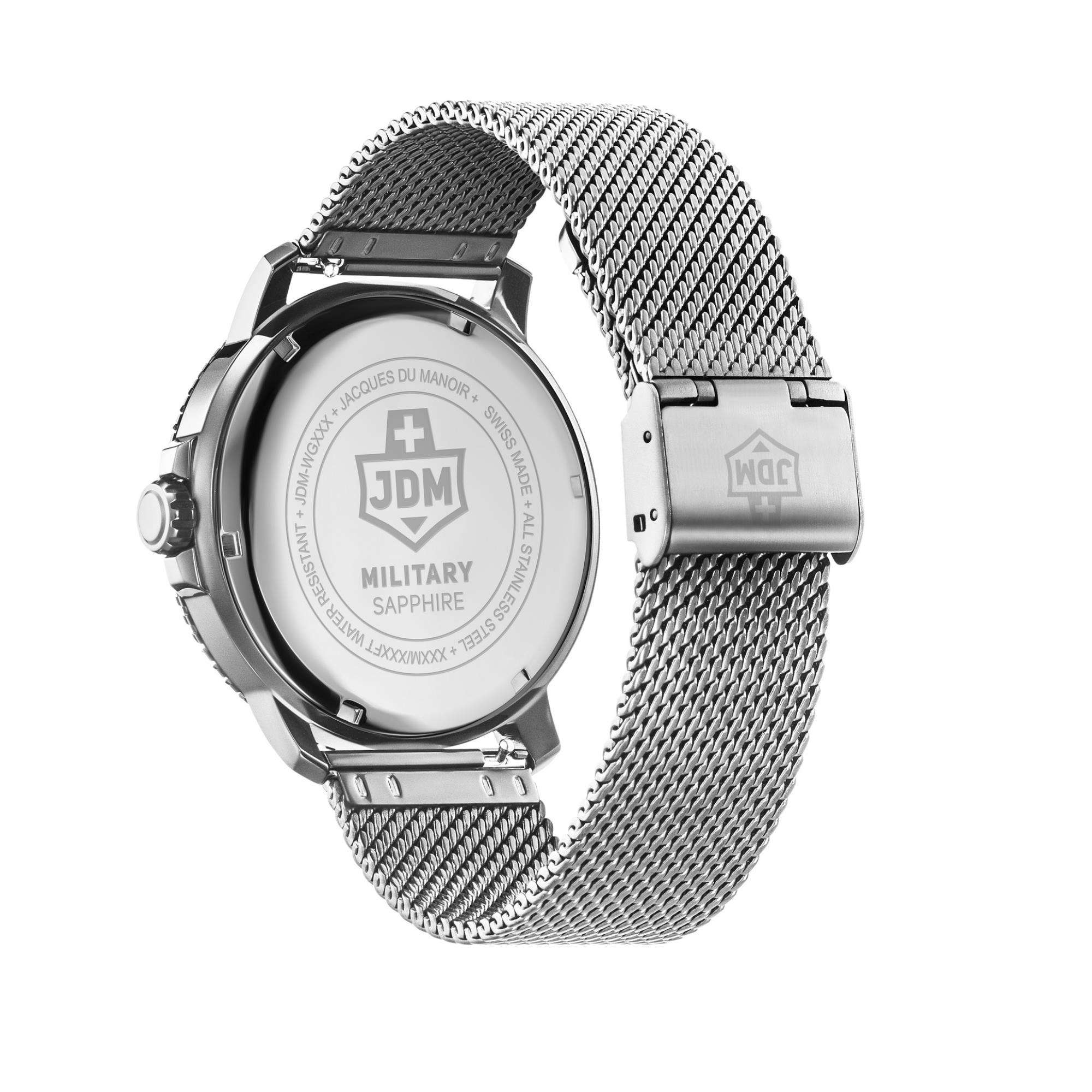 JDM Military Tango Blue Dial Steel Mesh Bracelet Men's Watch JDM-WG008-04