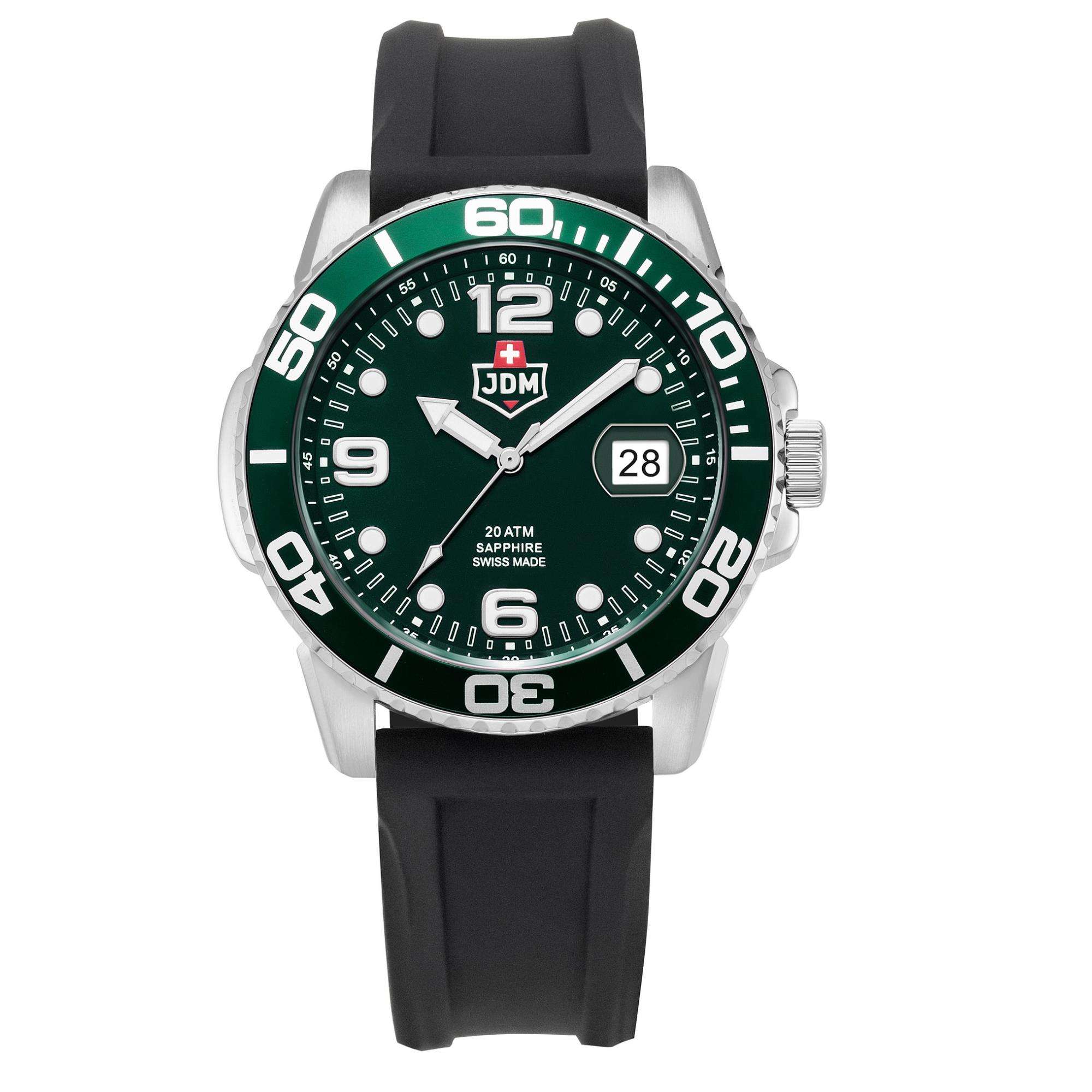 JDM Military Mike Boxed Set Green Dial Steel Bracelet with additional Black Silicone Strap Men's Watch JDM-WG020-04