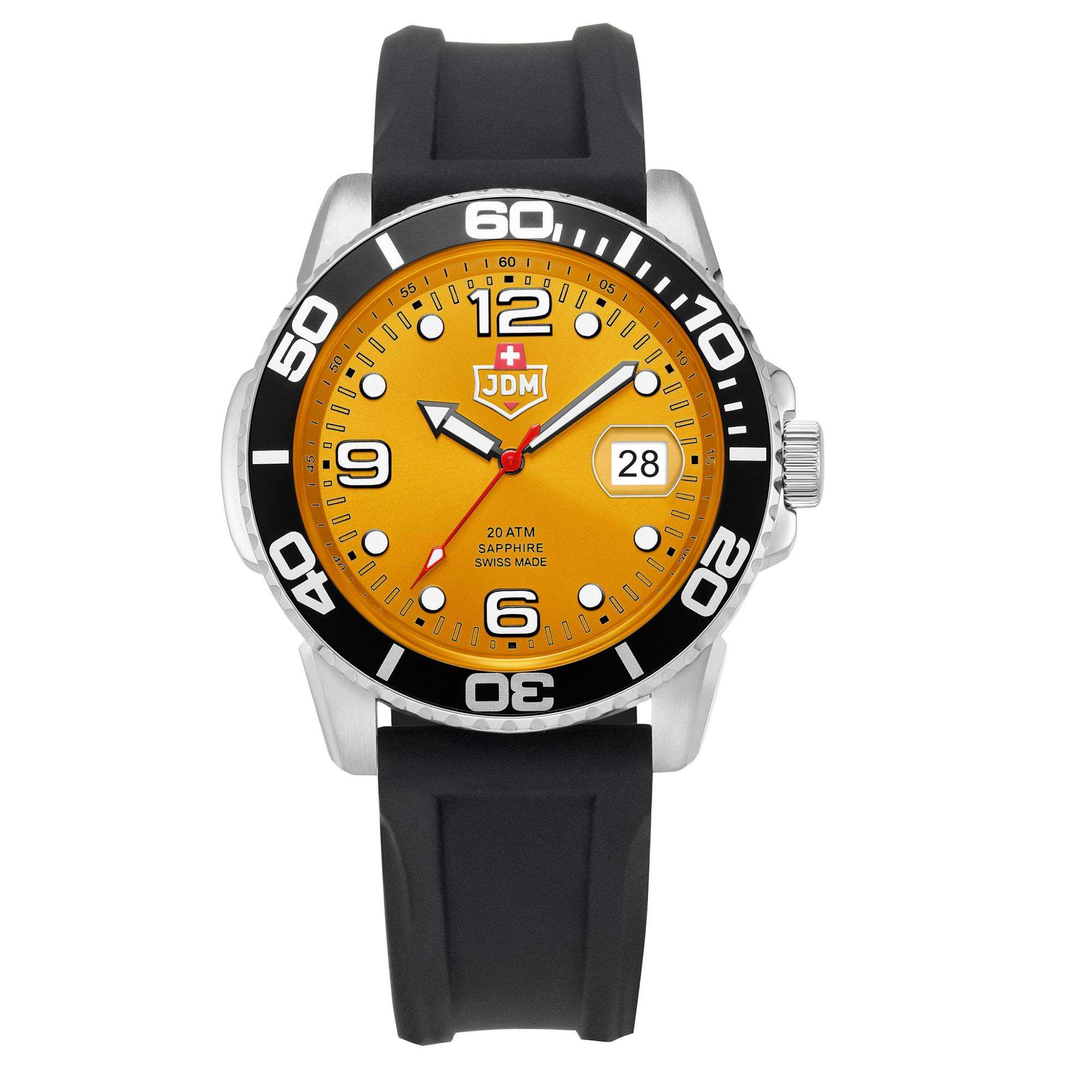 JDM Military Mike Boxed Set Orange Dial Steel Bracelet with additional Black Silicone Strap Men's Watch JDM-WG020-02