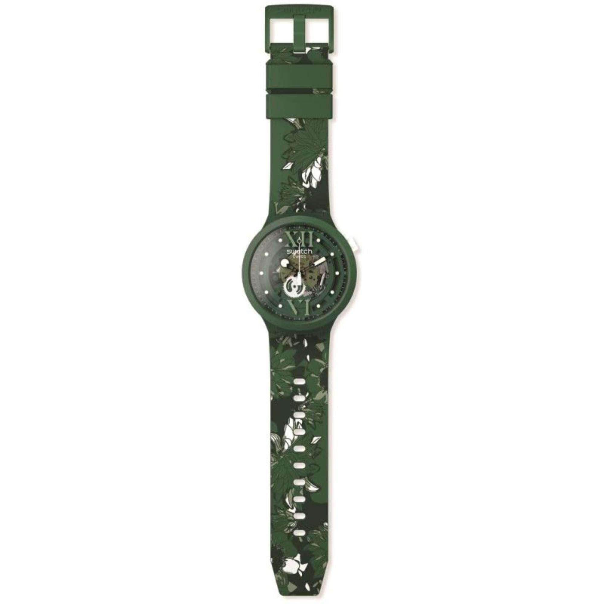 Swatch CAMOFLOWER GREEN Big Bold Bioceramic Watch SB05G104