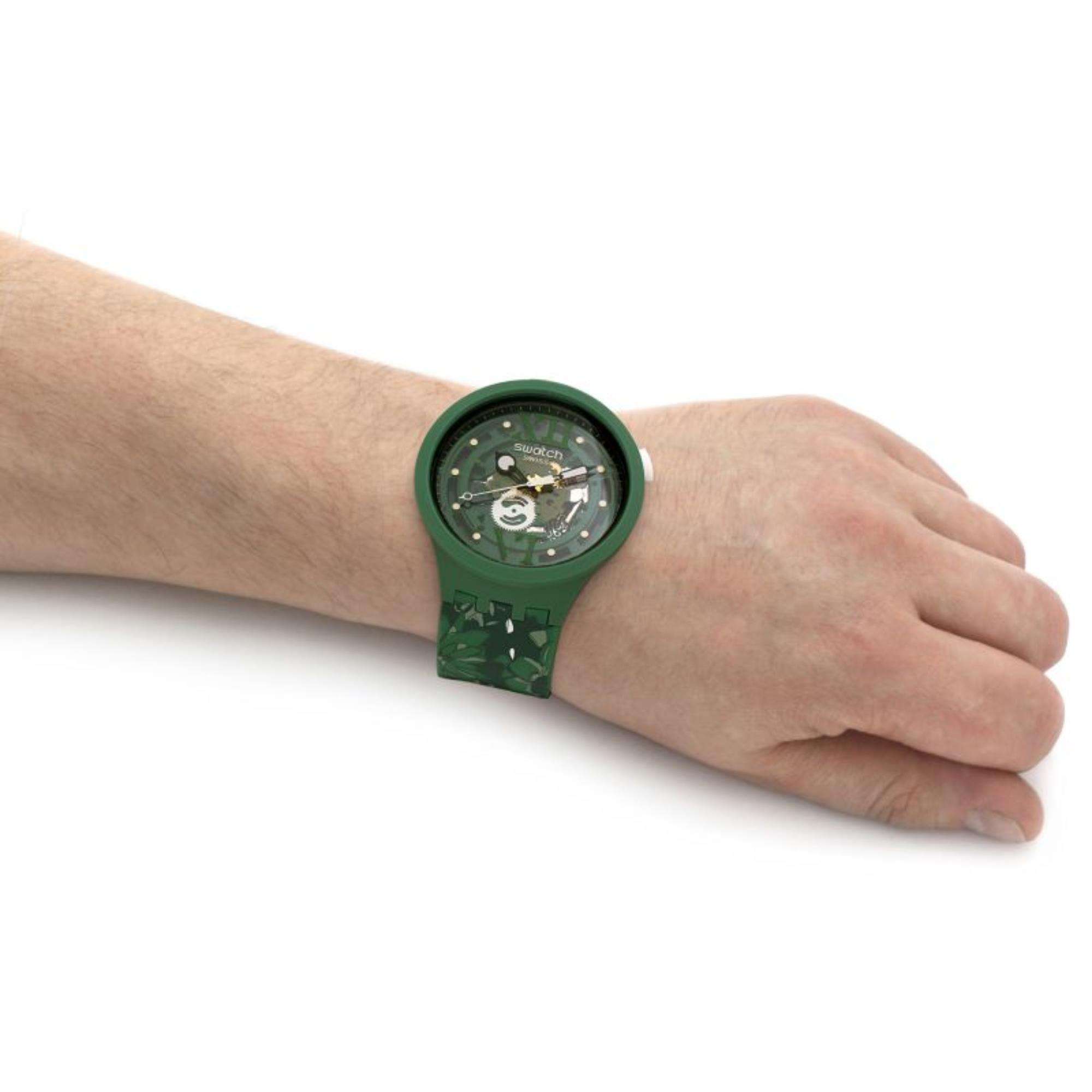 Swatch CAMOFLOWER GREEN Big Bold Bioceramic Watch SB05G104