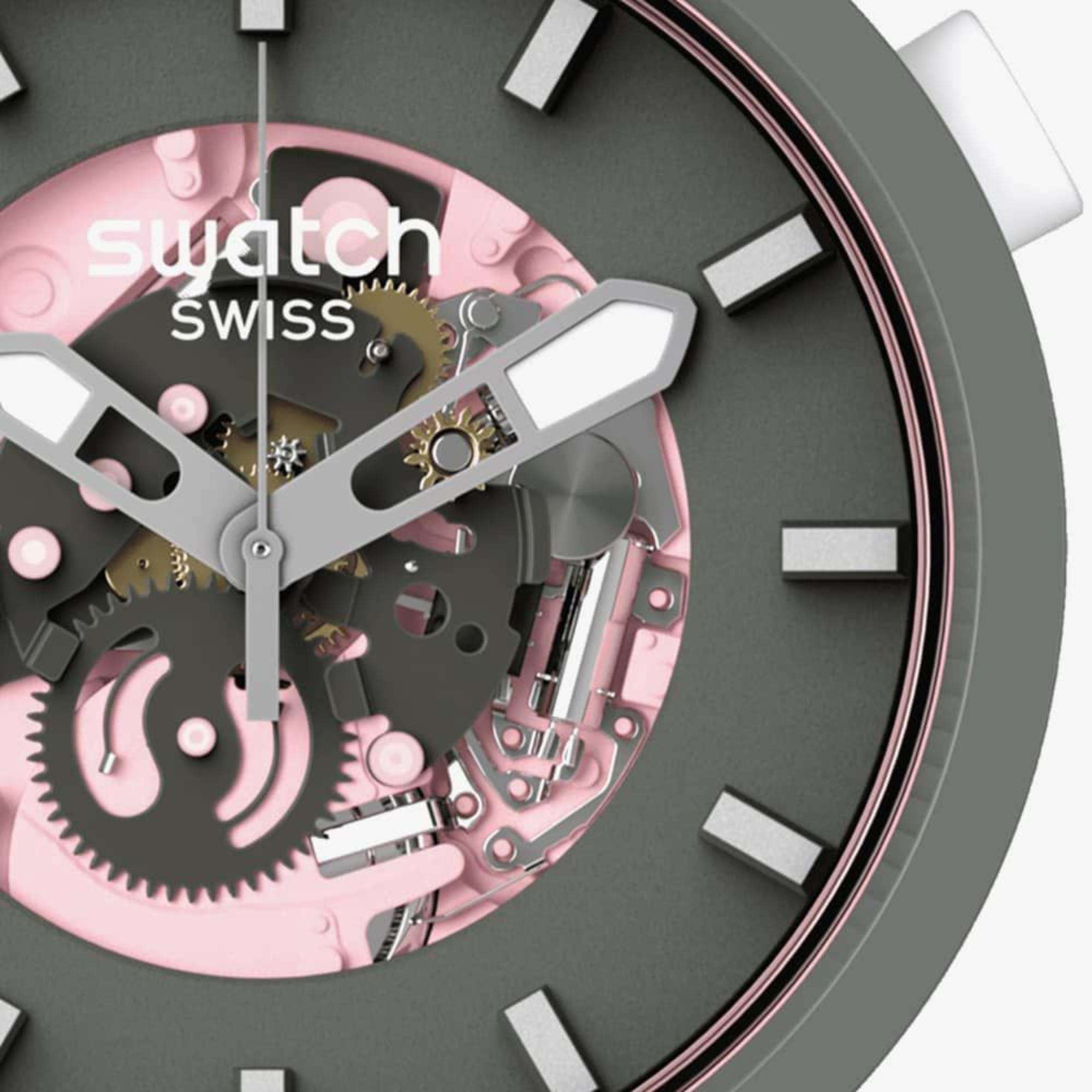 Swatch MISTY CLIFFS Big Bold Black/Pink Dial Women's Watch SB05P100