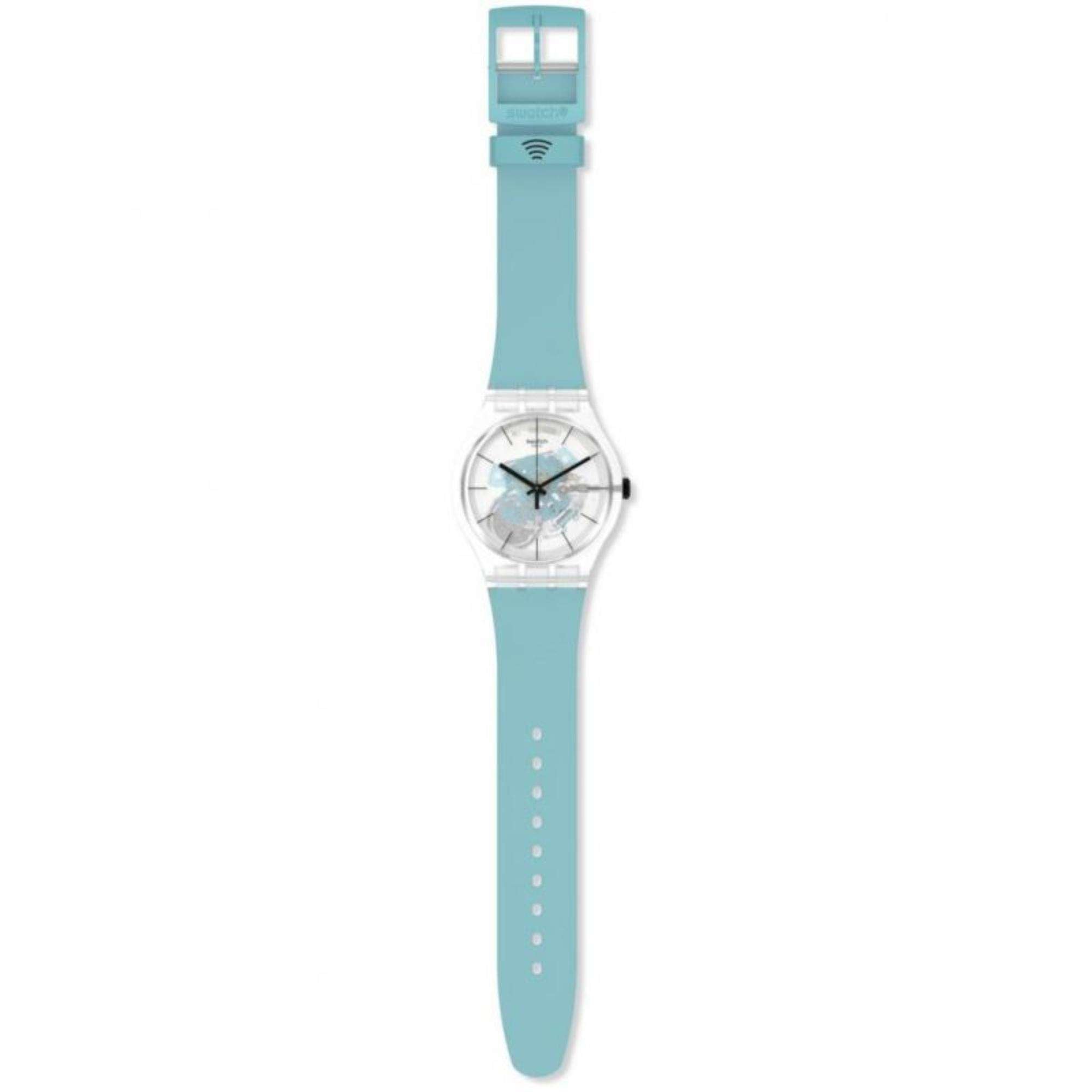 Swatch BLUEDAZEPAY! Transparent Dial Silicone Strap Watch SO29K112-5300