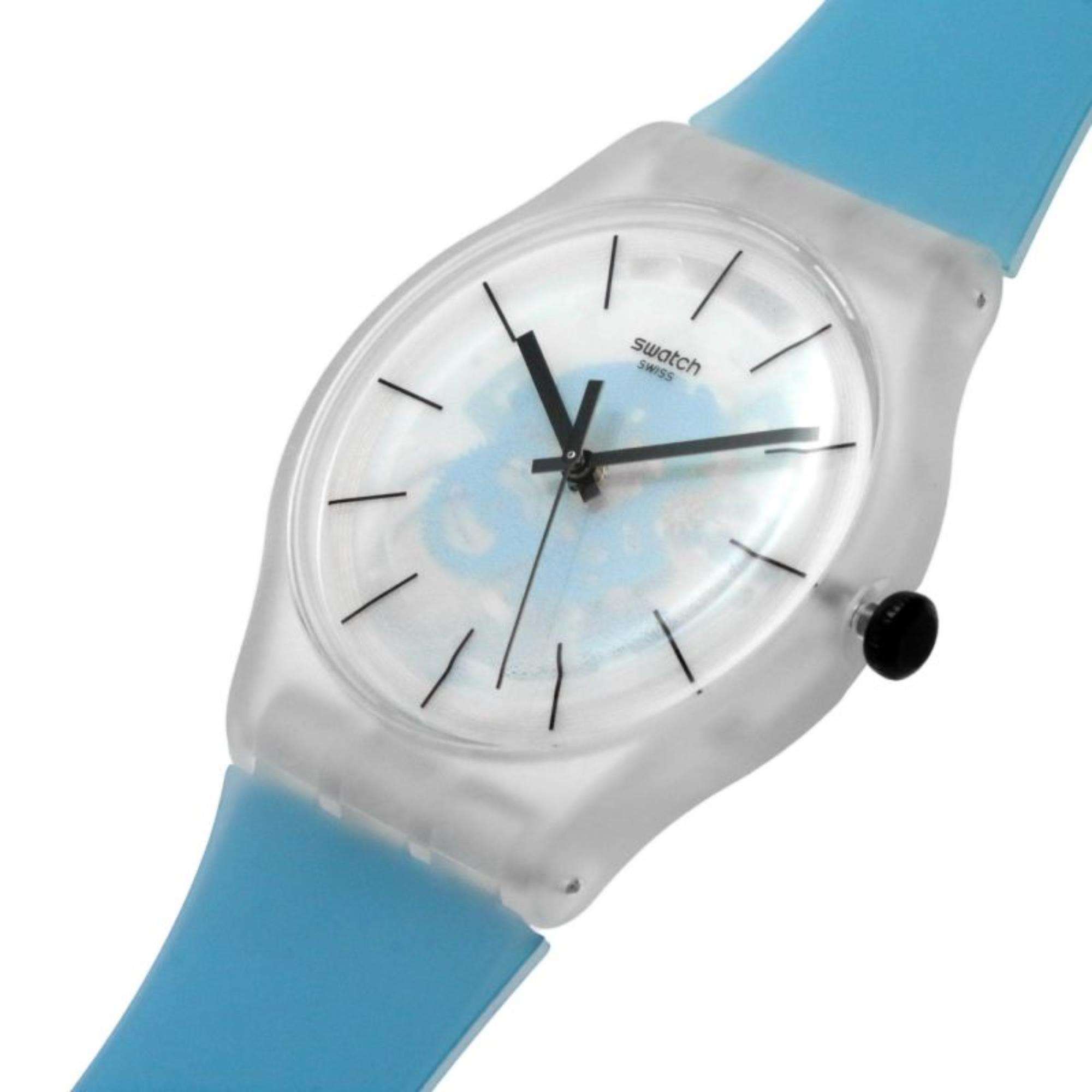 Swatch BLUEDAZEPAY! Transparent Dial Silicone Strap Watch SO29K112-5300