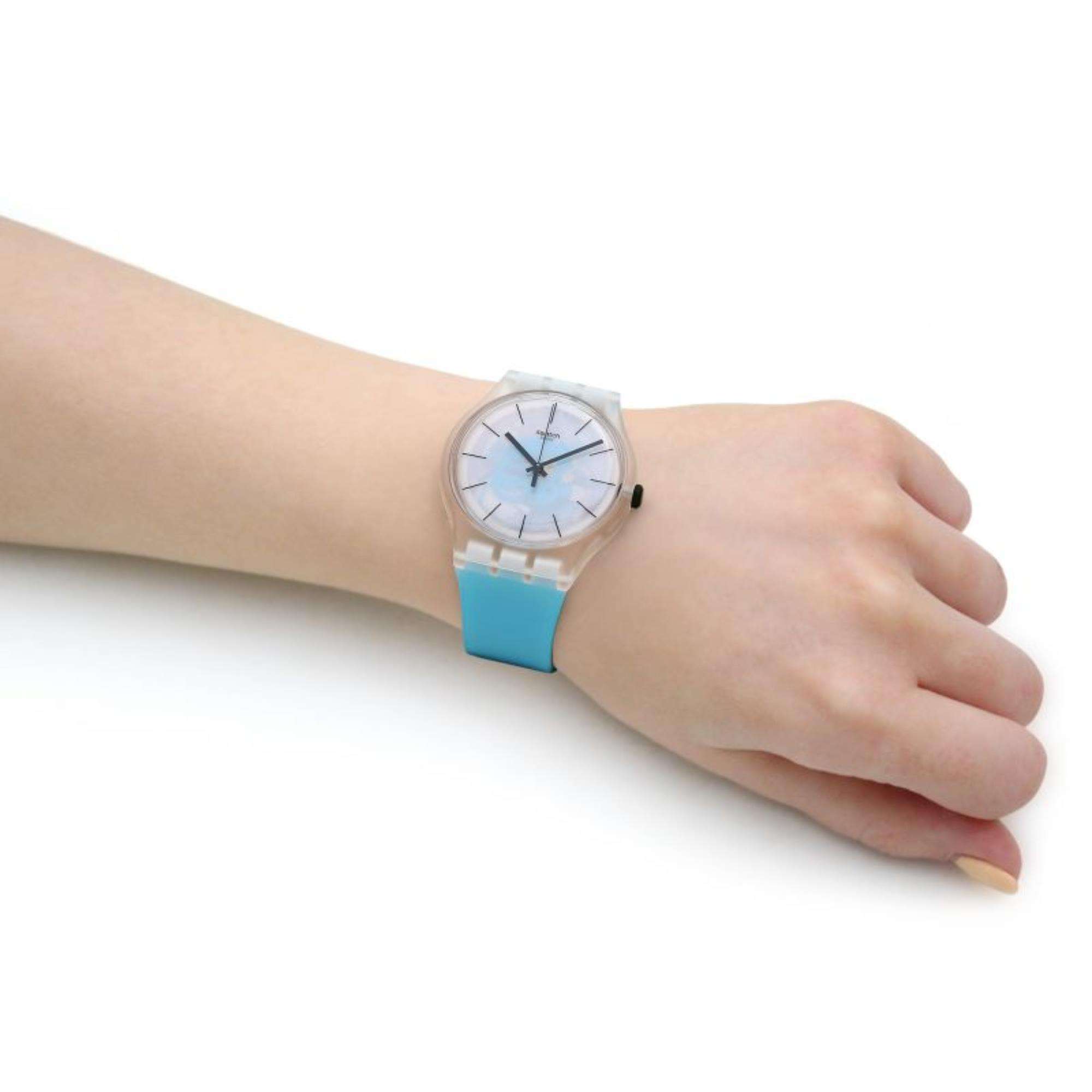 Swatch BLUEDAZEPAY! Transparent Dial Silicone Strap Watch SO29K112-5300