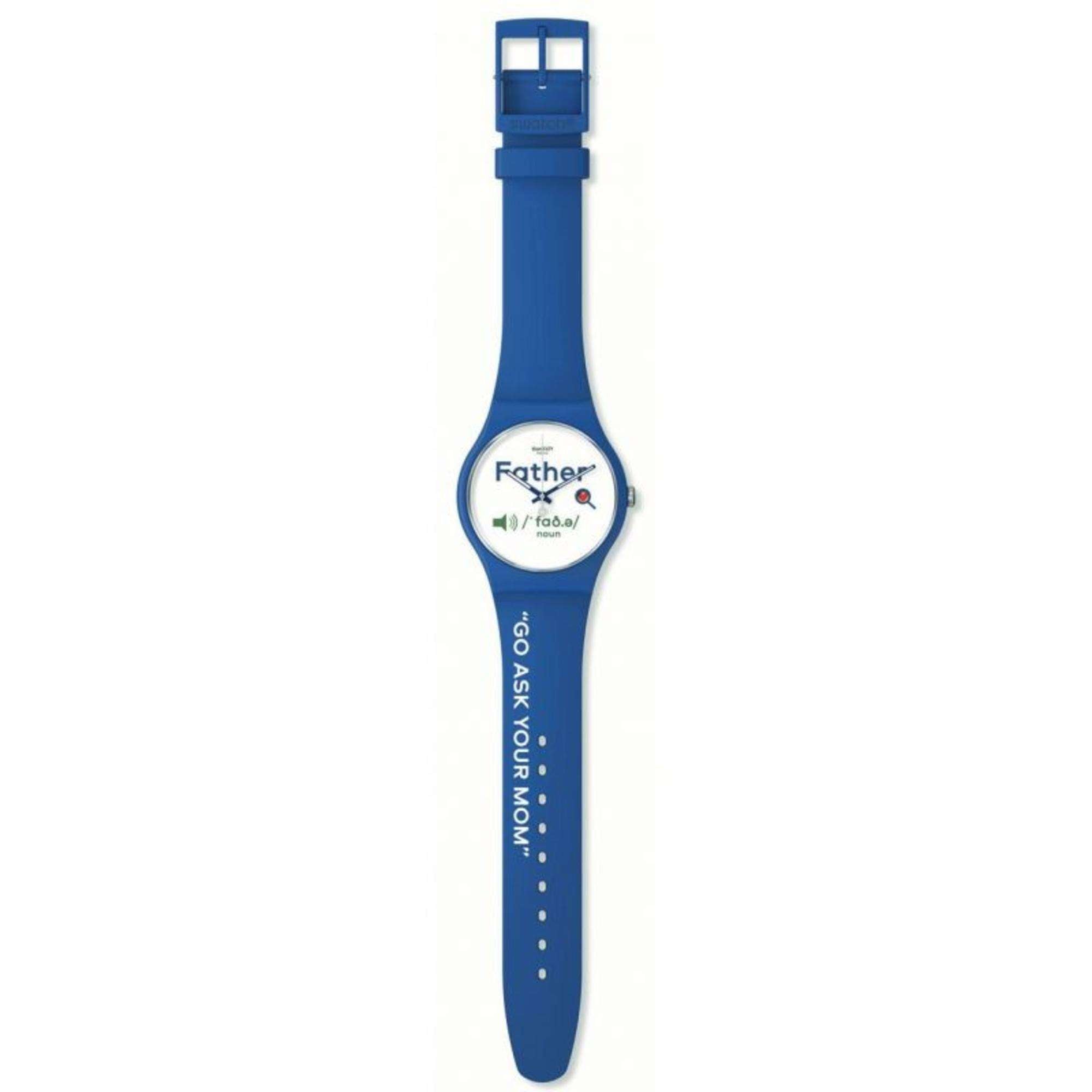 Swatch ALL ABOUT DAD New Gent White Dial Watch SO29Z704